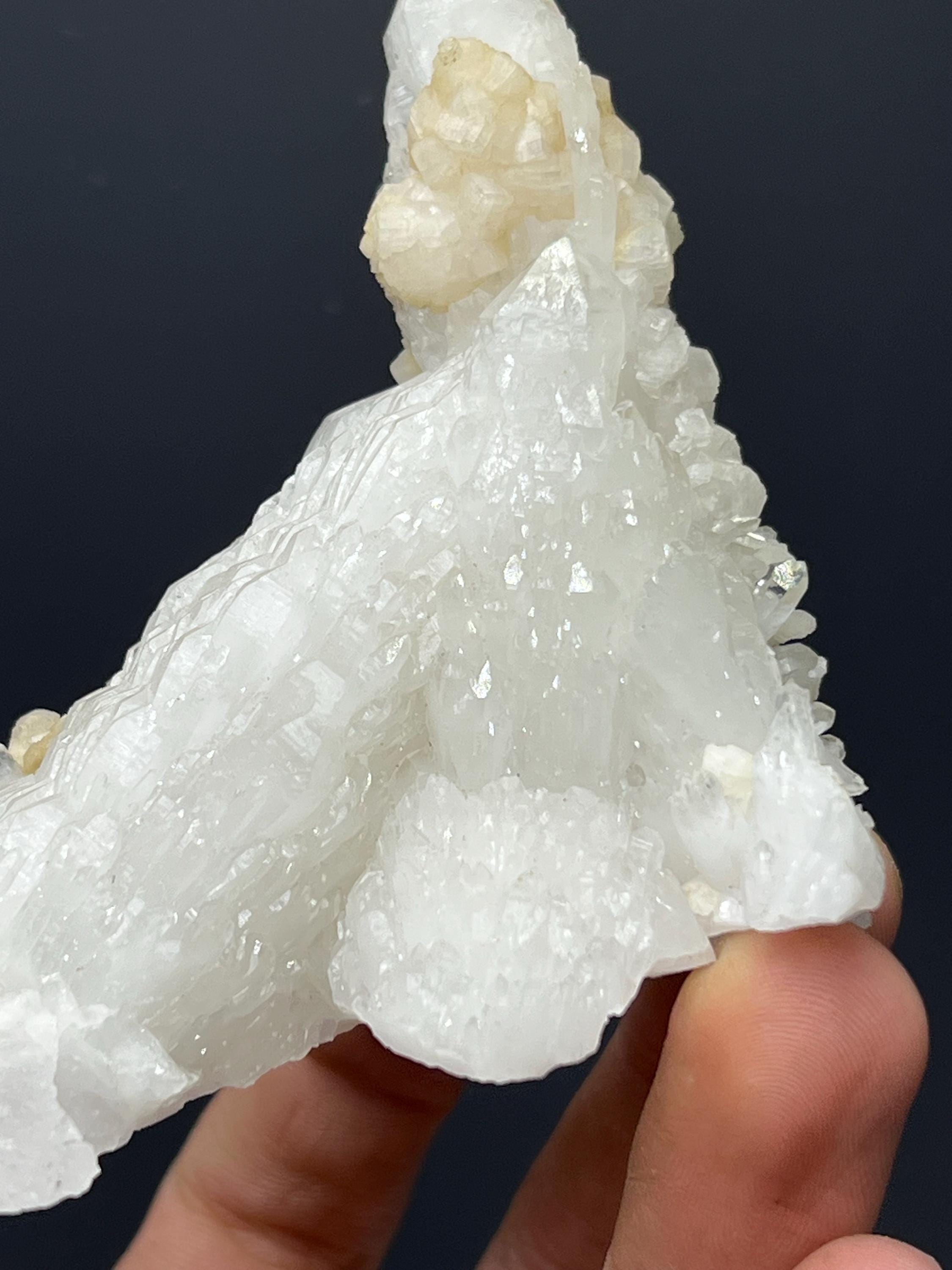 Calcite With Elestial Crystal Quartz Specimen - Crystal Gemstone AE 