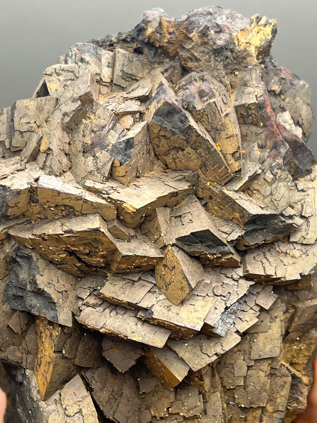 Calcite And Limonite On Iron Siderite - Crystal Gemstone AE 