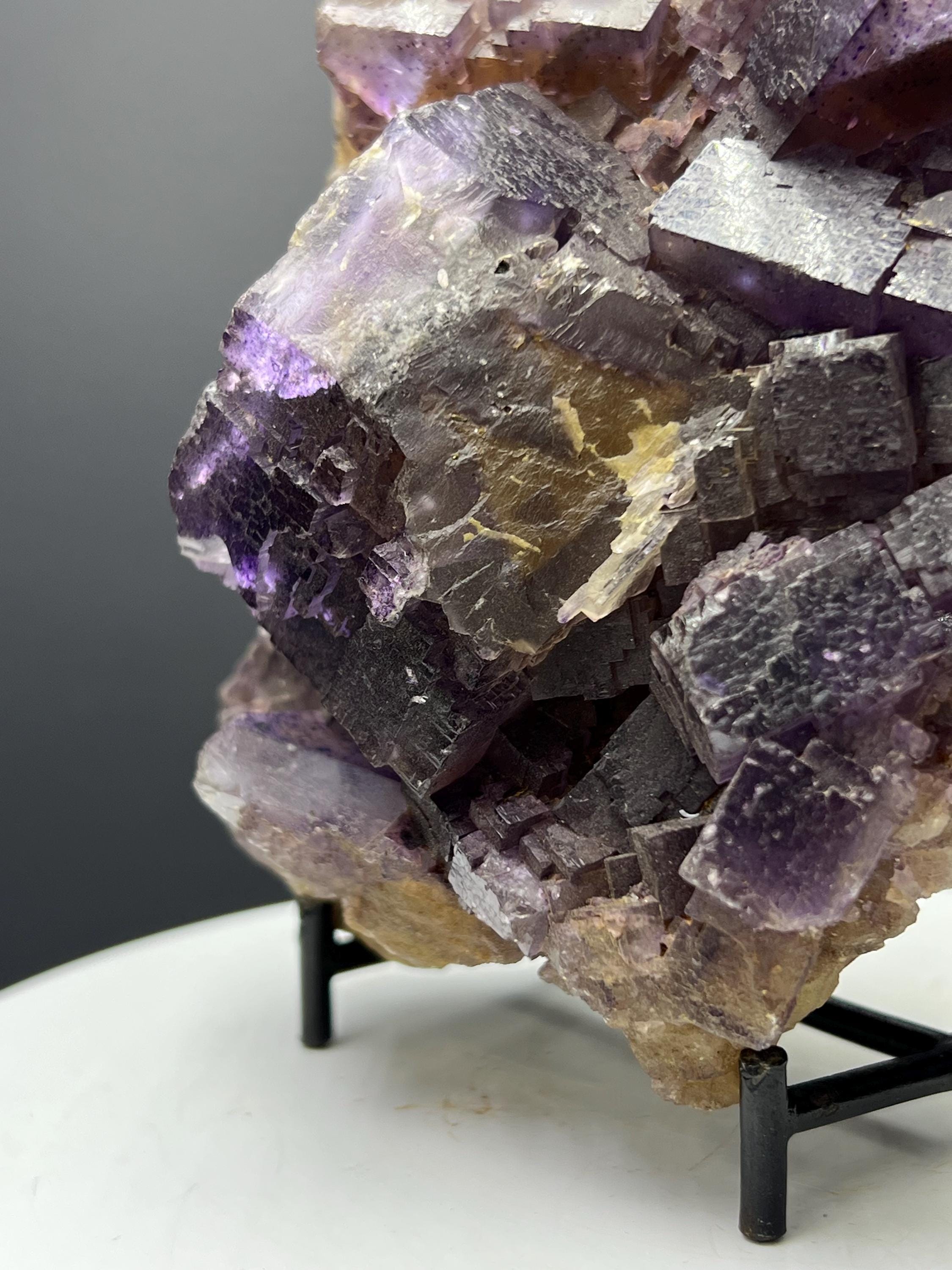 Yellow And Purple Color Phantom Fluorite Specimen - Crystal Gemstone AE 