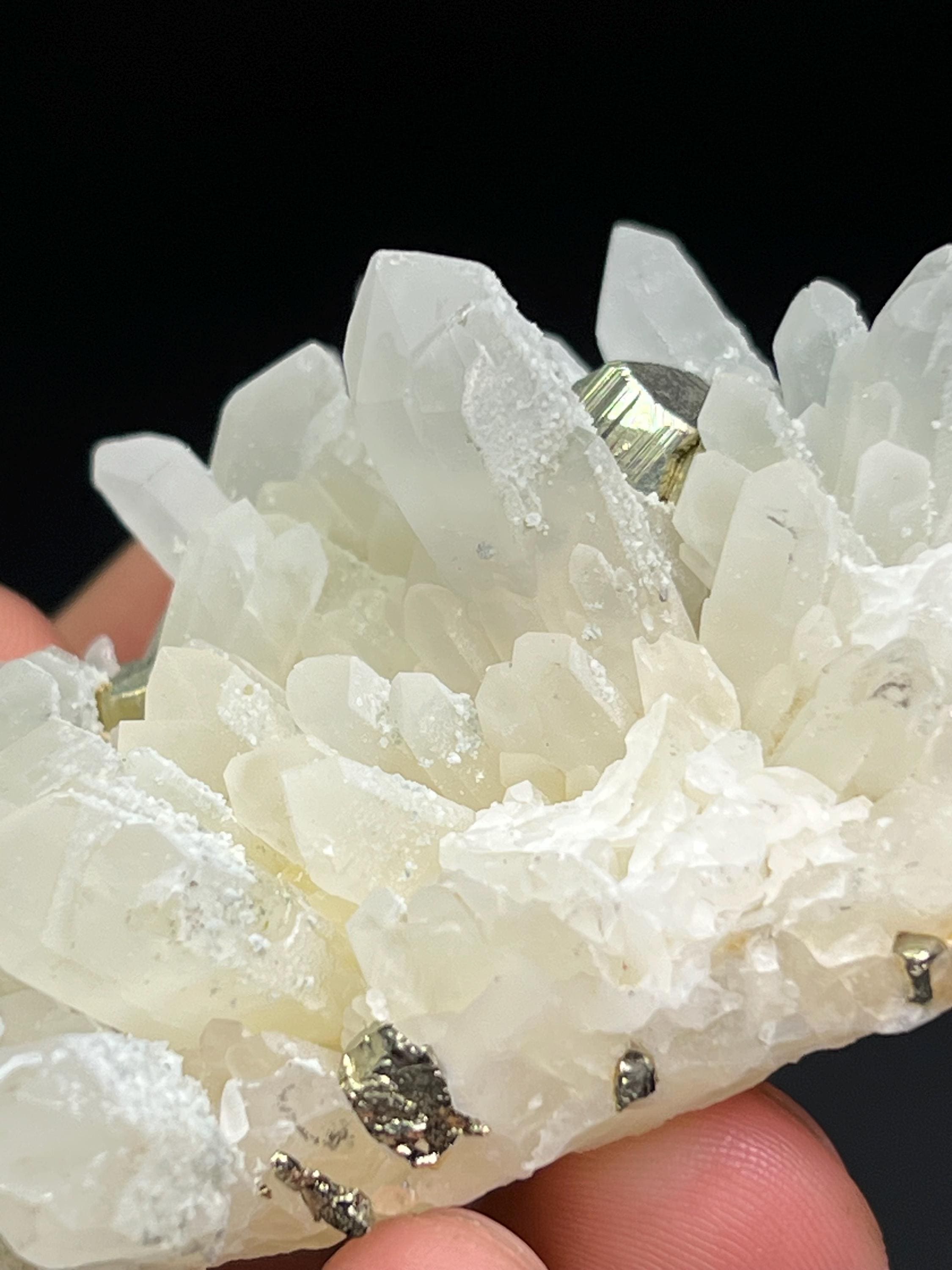 Pyrite And Calcite On Crystal Quartz - Crystal Gemstone AE 