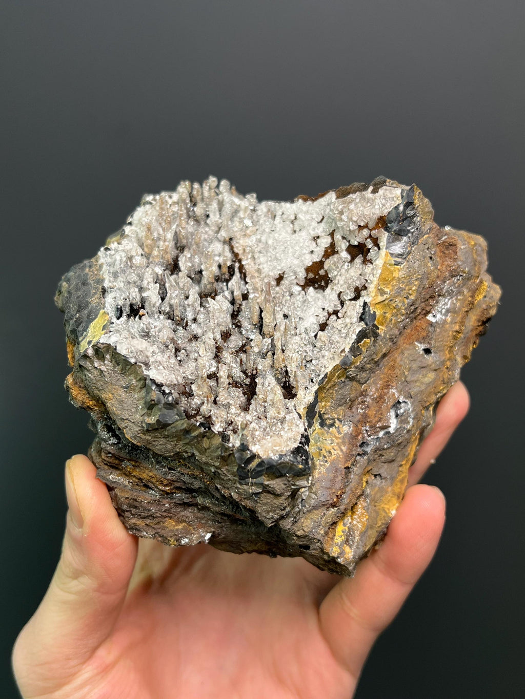 Museum Grade Crystal Calcite And Barite With Stalactite Goethite - Crystal Gemstone AE 