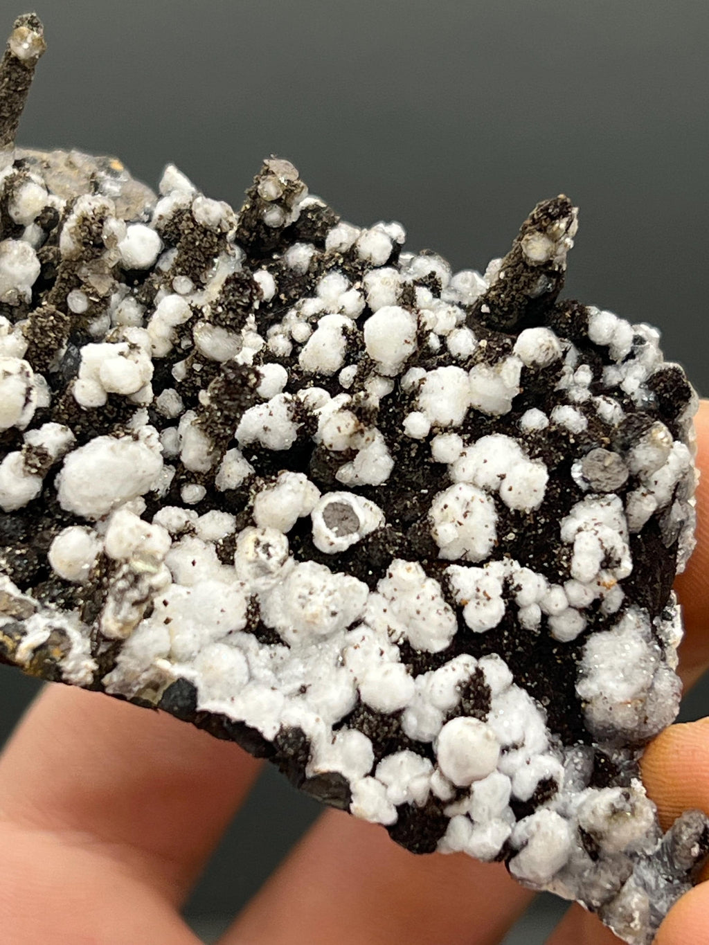Museum Grade Snow Crystal Calcite On Stalactite Hematite - Crystal Gemstone AE 