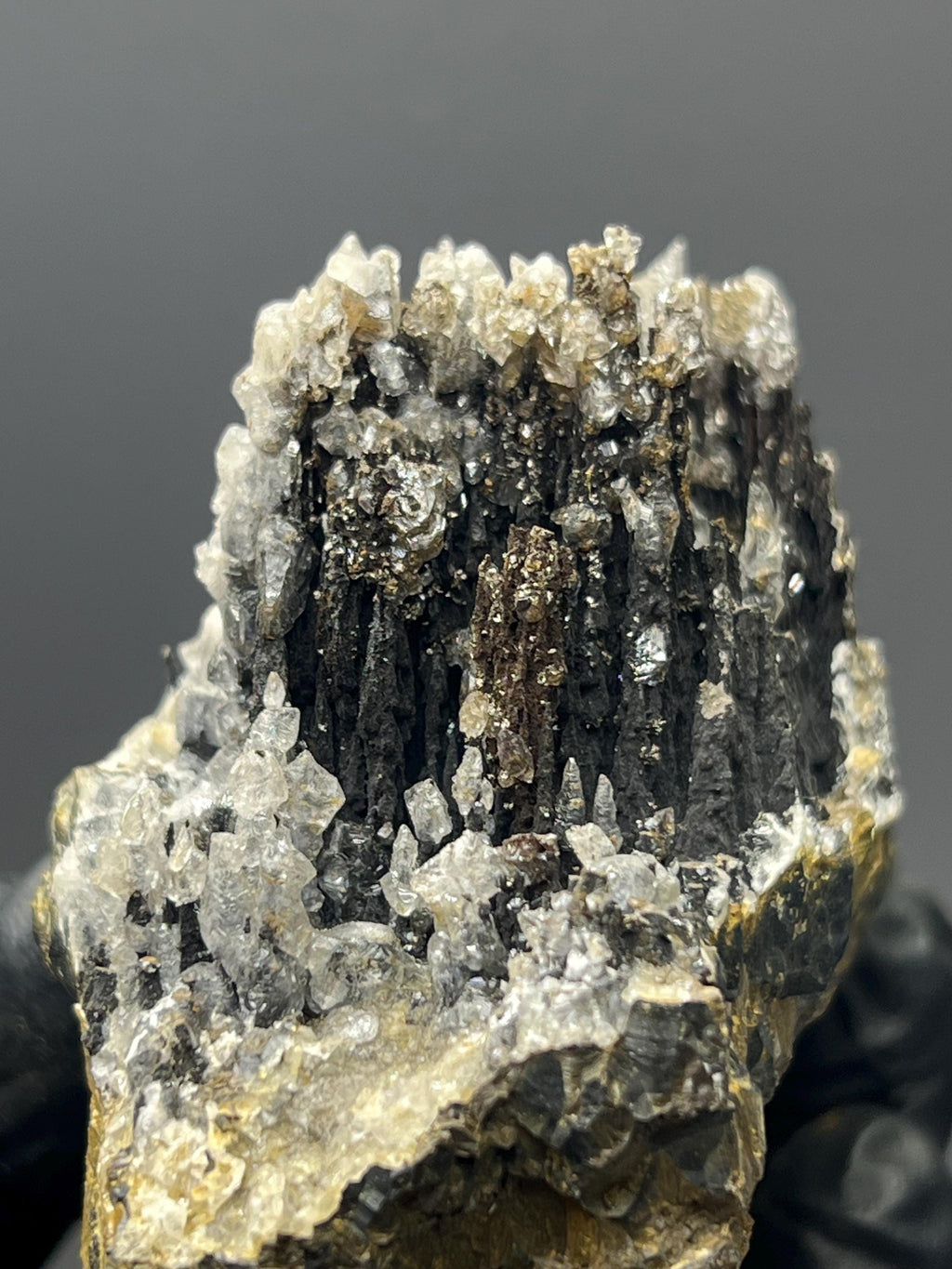 Crystal Calcite On Stalactite Goethite Specimen - Crystal Gemstone AE 
