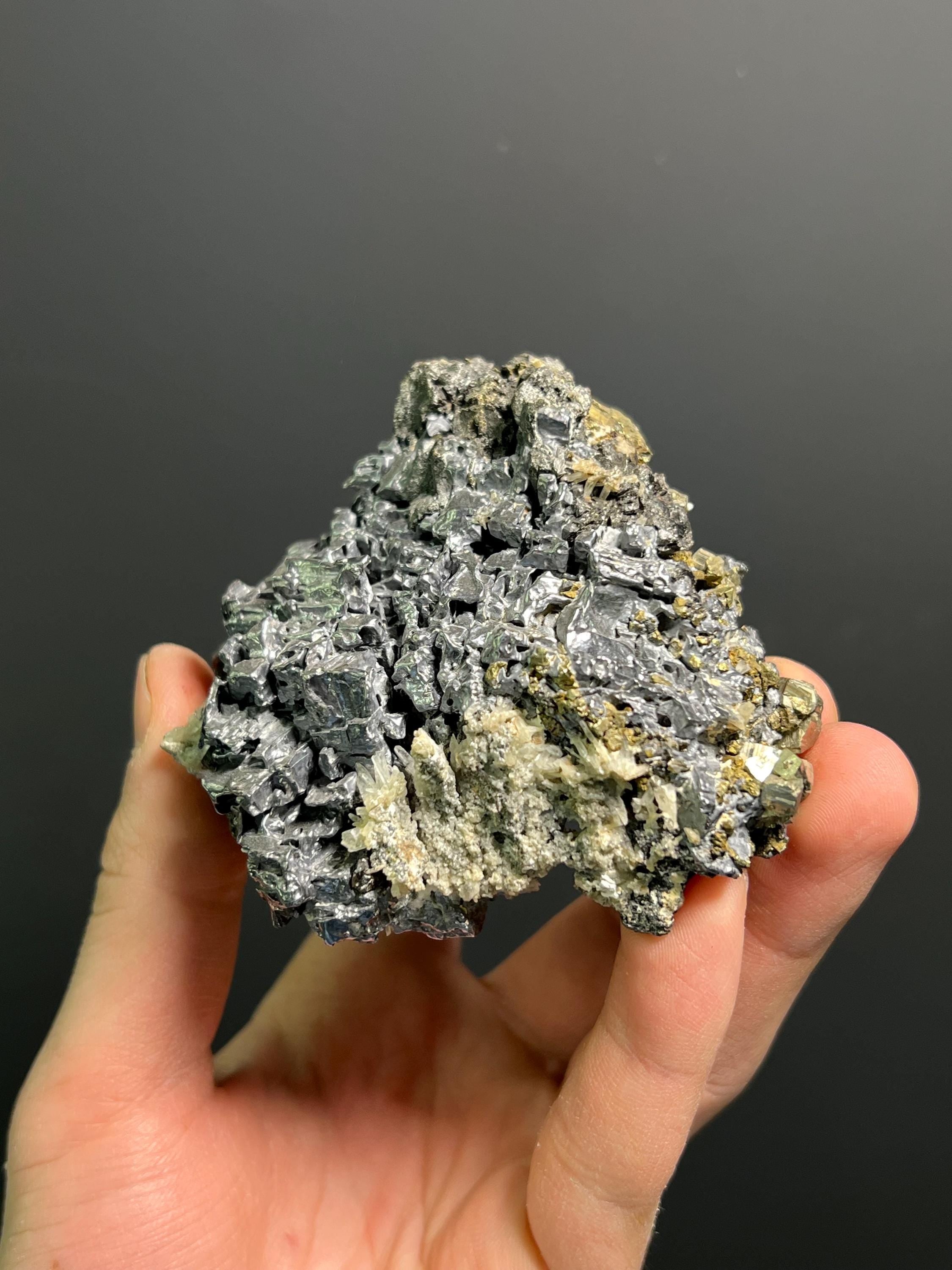 Pyrite And Quartz With Galena Specimen, 470gram - Crystal Gemstone AE 
