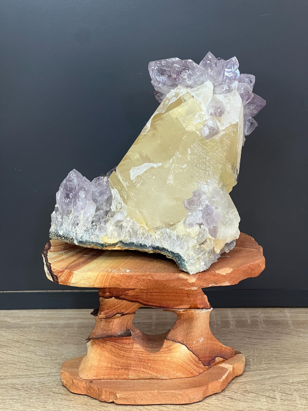 Museum Quality Very Rare Amethyst On Calcite - Crystal Gemstone AE 