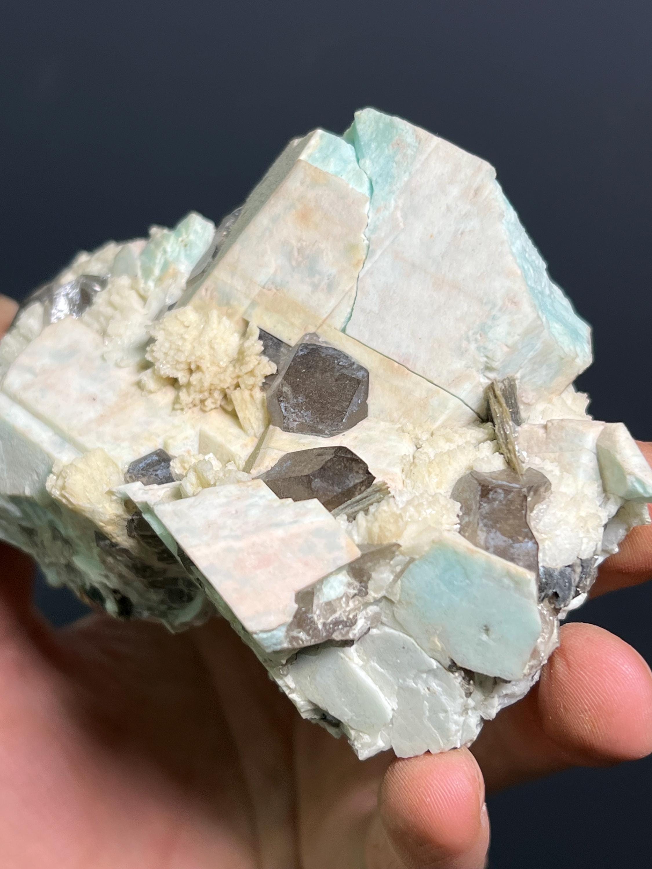 Microcline Smoky Quartz And Albite Specimen, 380gram - Crystal Gemstone AE 