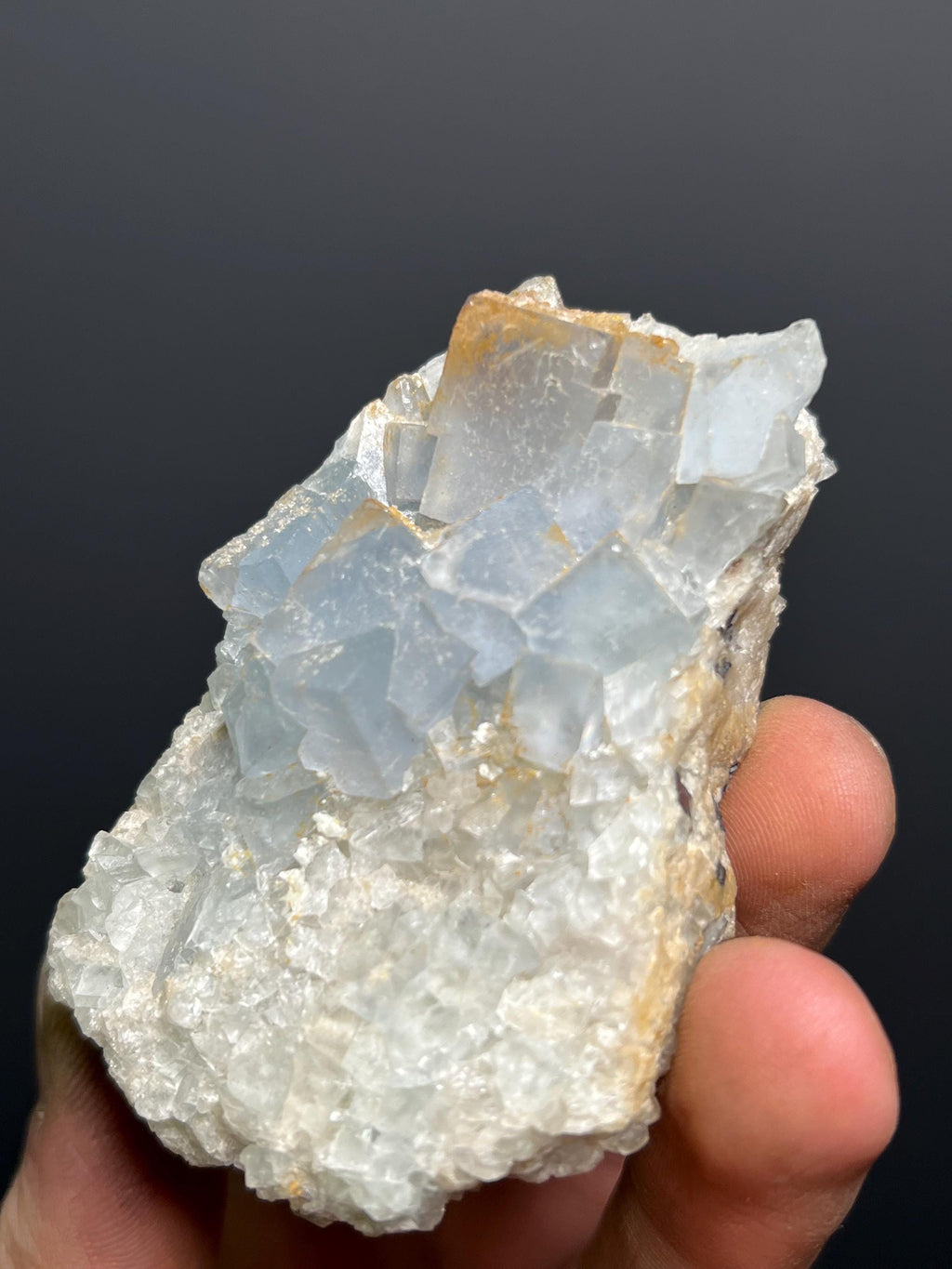 Blue Fluorite On Calcite Specimen, 136gram - Crystal Gemstone AE 