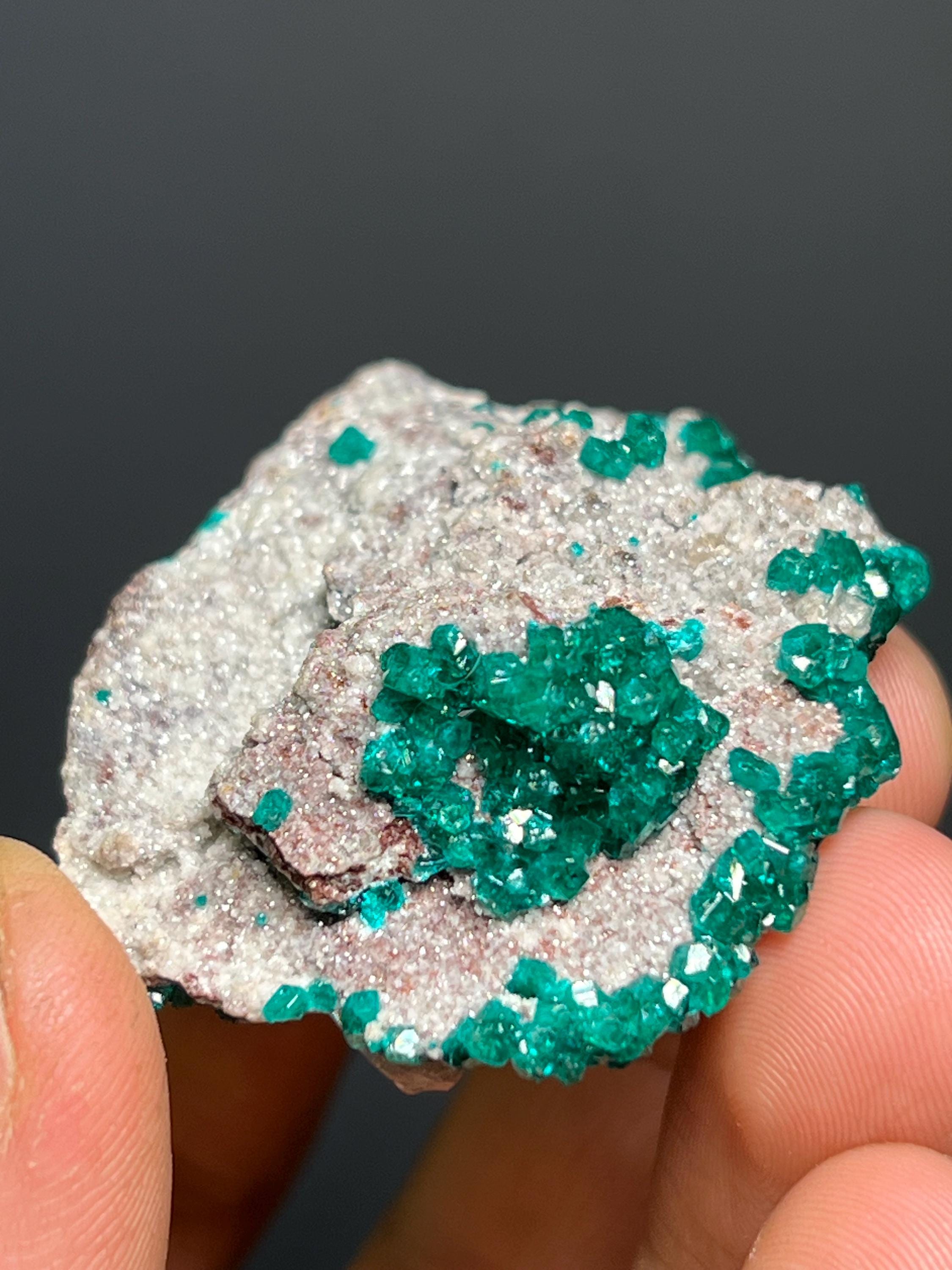 Dioptase With Cerussite - Namibia - Crystal Gemstone AE 