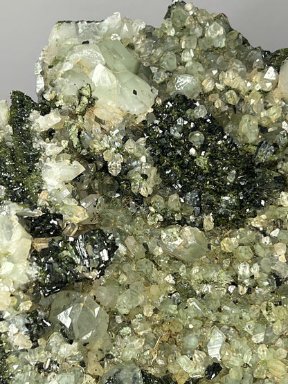 Very Special! Extra Big Black And Green Epidote With Lodolite Quartz