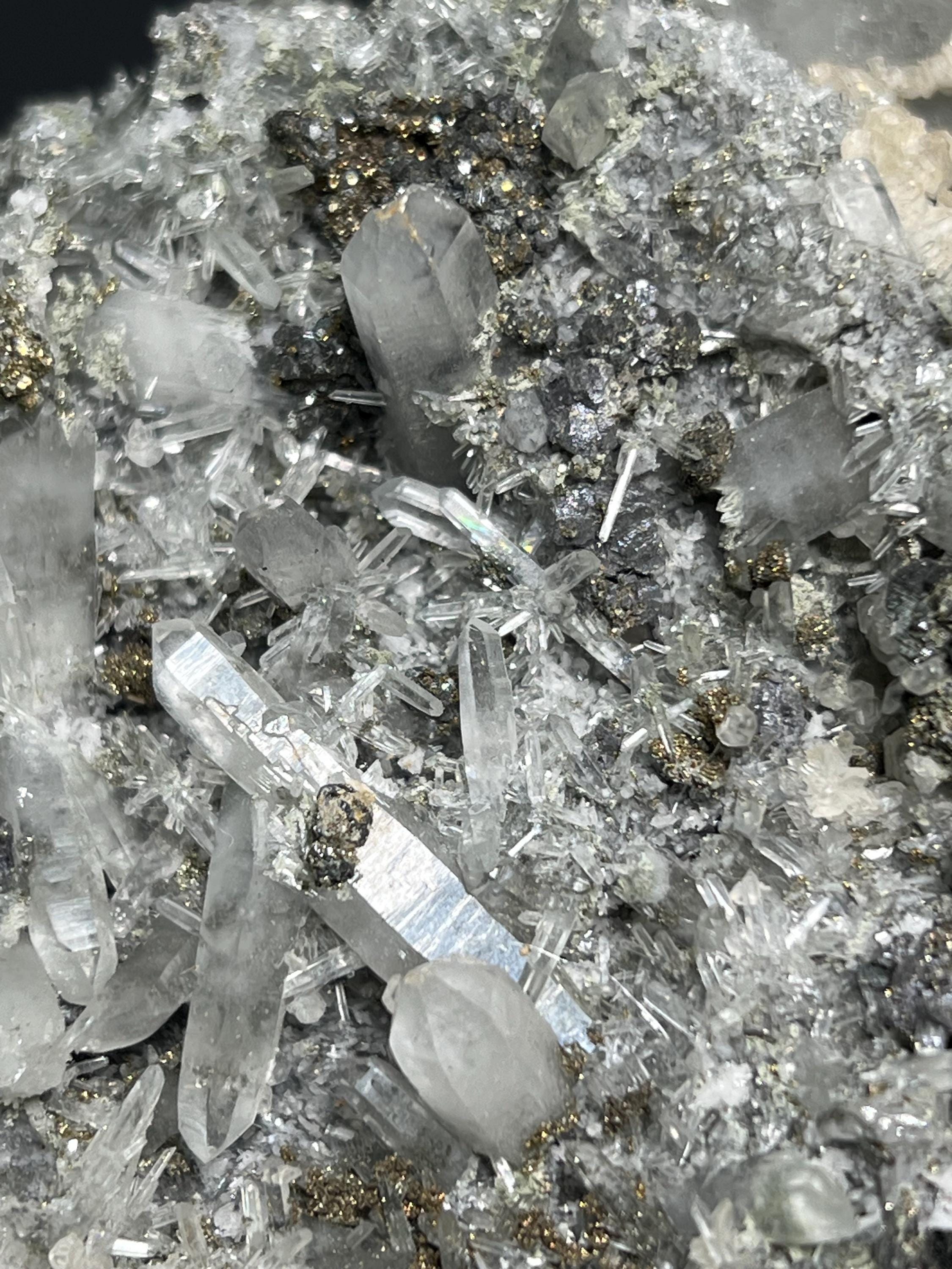 Calcite, Galena And Pyrite With Crystal Quartz - Turkey - Crystal Gemstone AE 