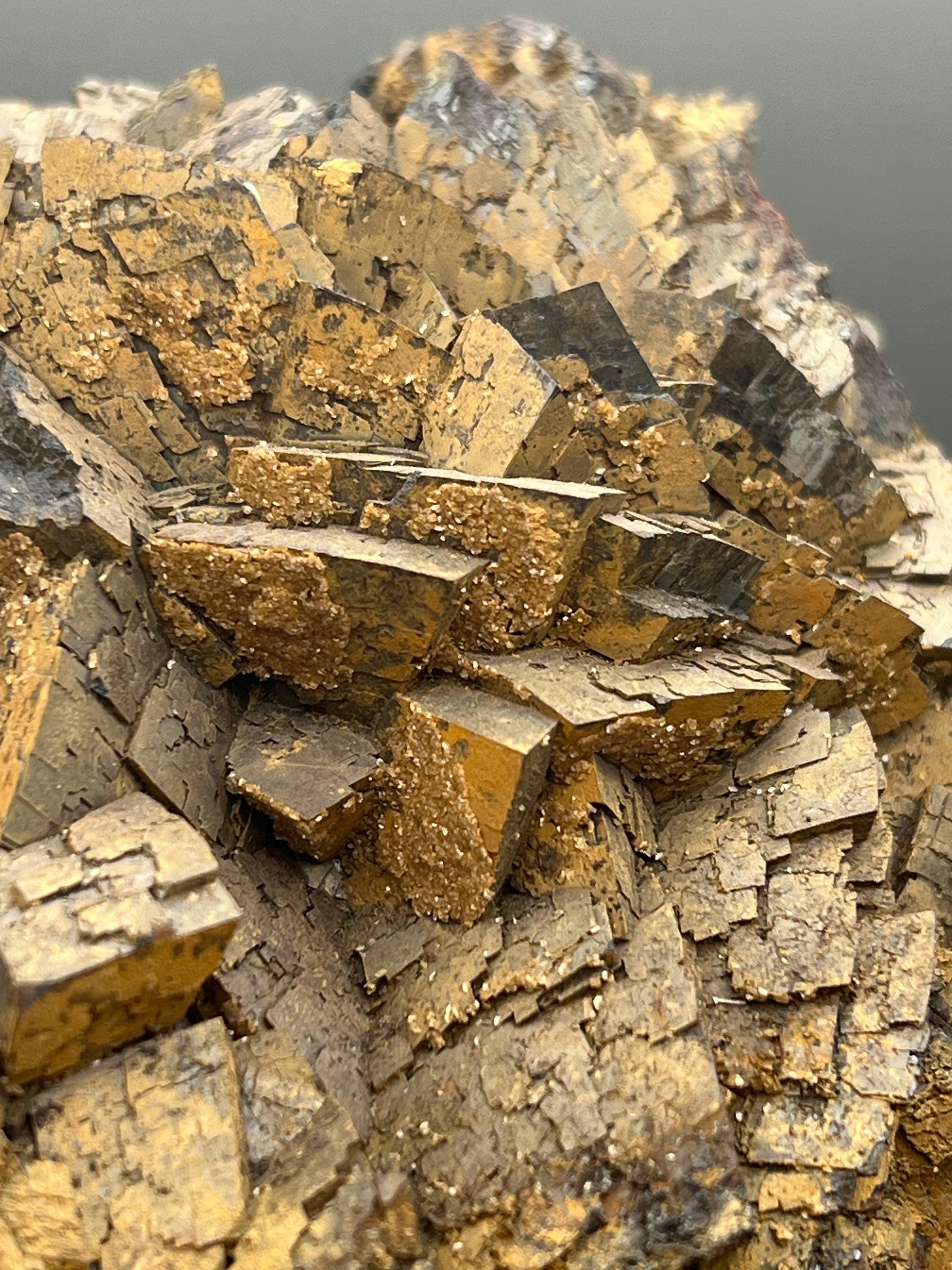 Calcite And Limonite On Iron Siderite - Crystal Gemstone AE 