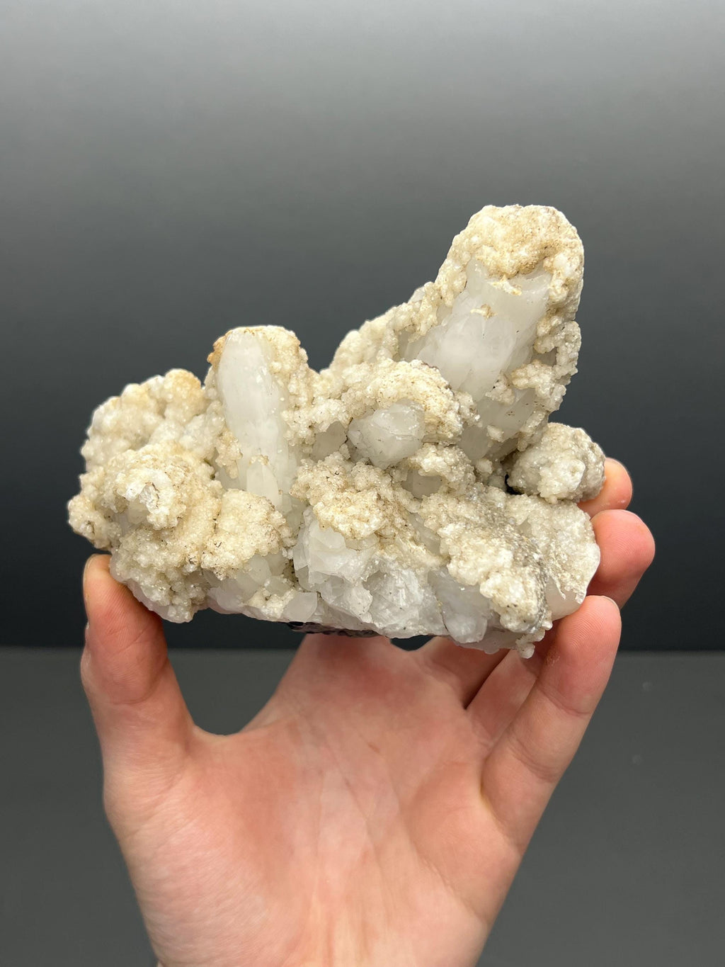Snow Crystal Calcite On Crystal Quartz Mineral - Crystal Gemstone AE 