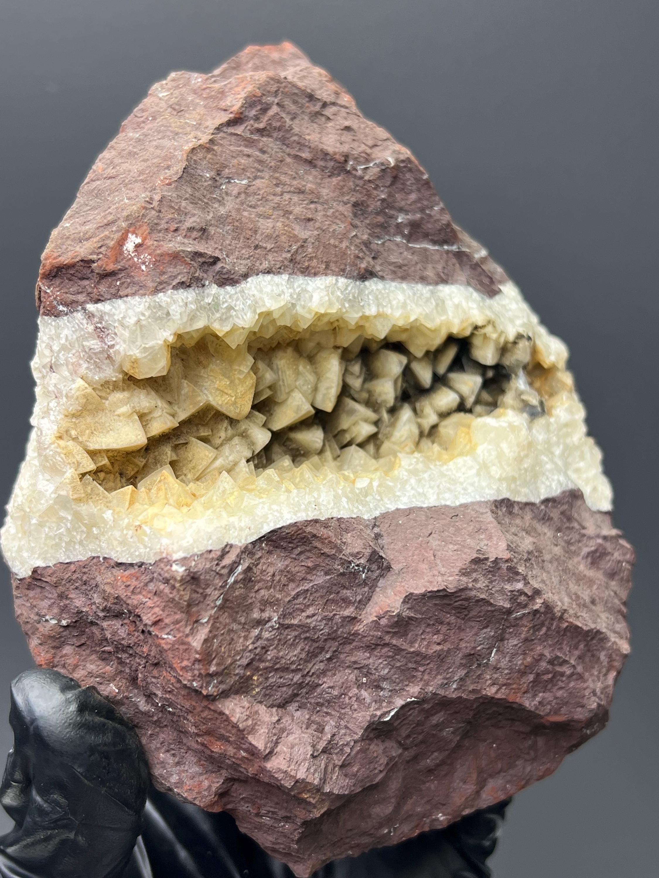 Calcite With Hematite Specimen - Crystal Gemstone AE 