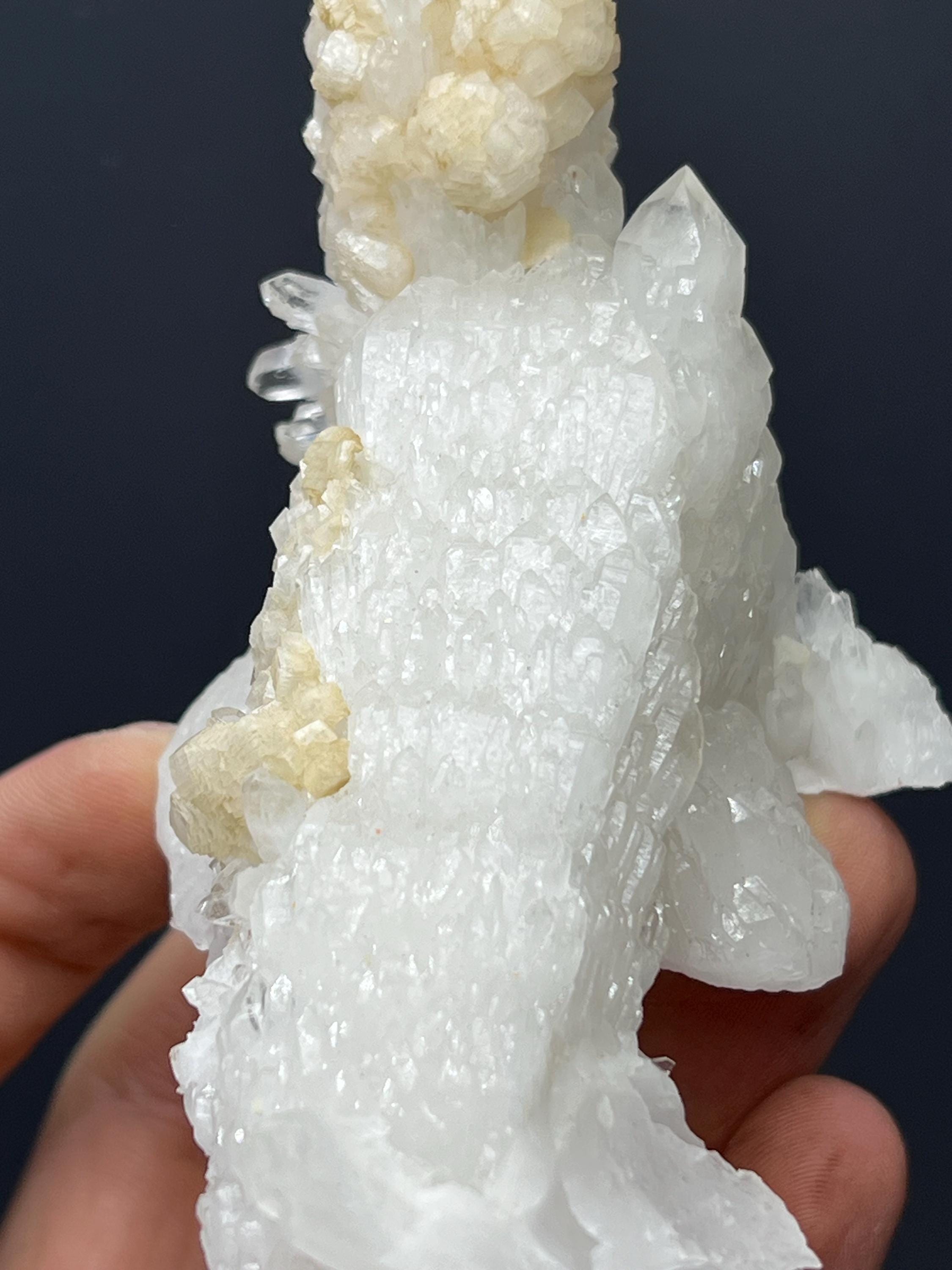 Calcite With Elestial Crystal Quartz Specimen - Crystal Gemstone AE 