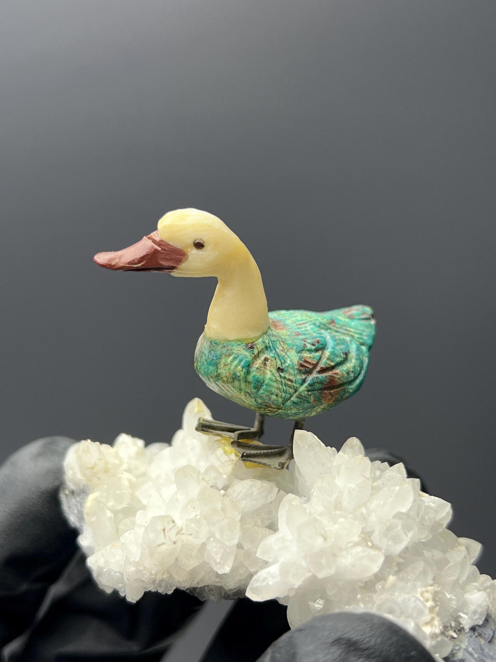 Crystal Quartz And Galena With Natural Stone Bird - Crystal Gemstone AE 