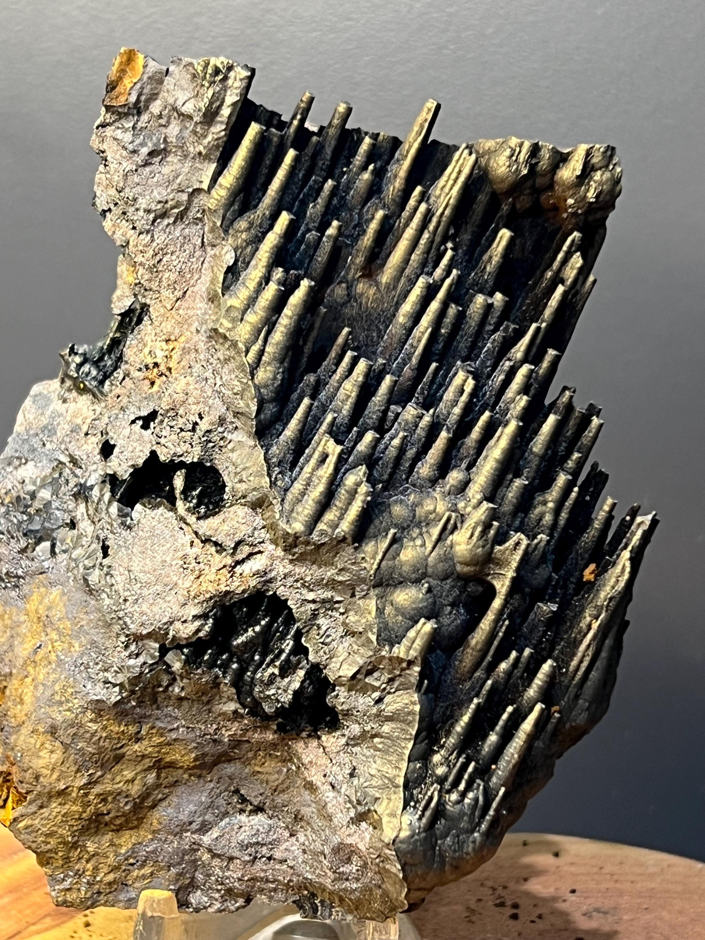 Museum Quality! Very Special Golden Color Stalactite Goethite Specimen - Crystal Gemstone AE 