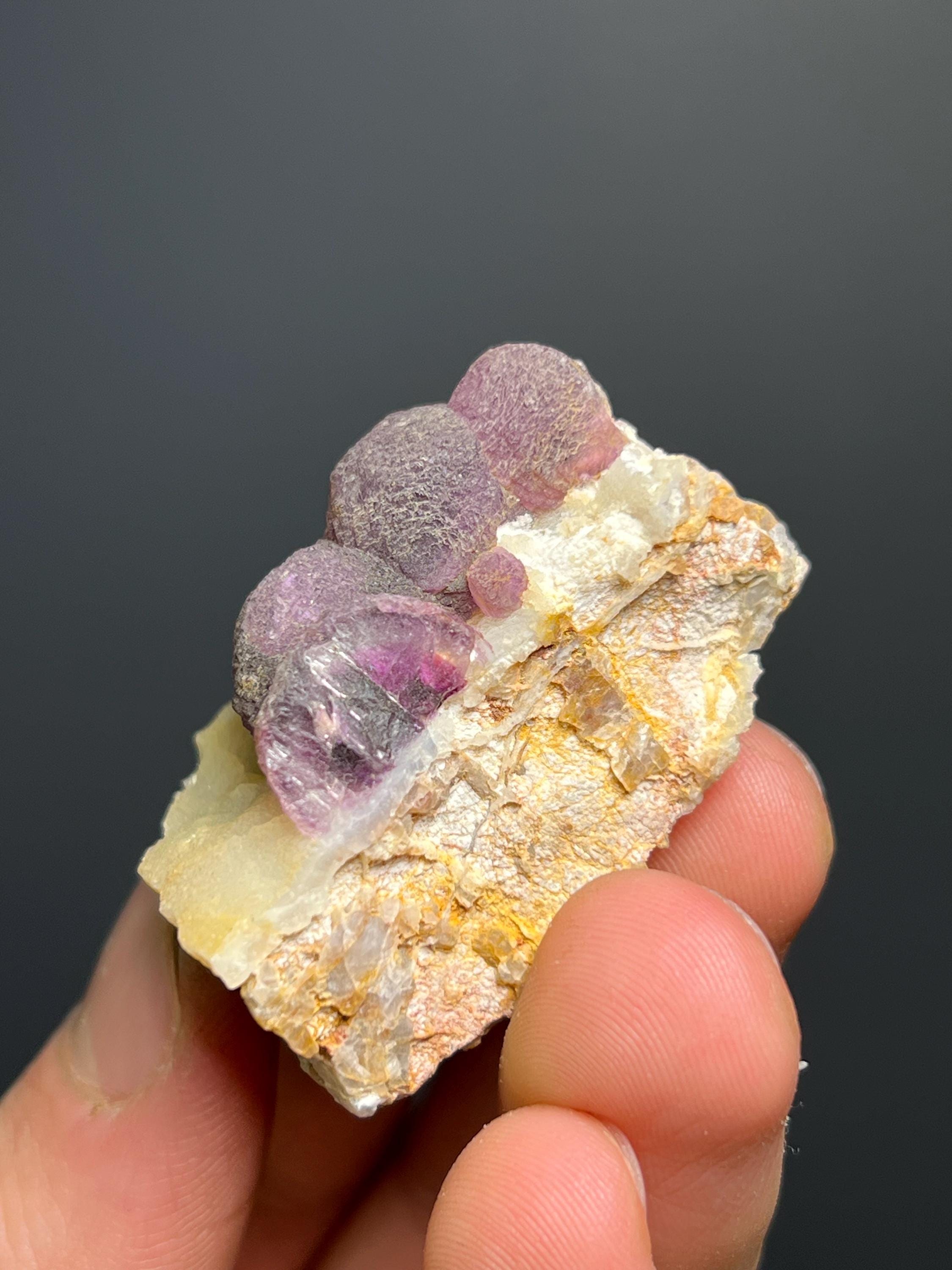 Rare! Purple Fluorite Balls On Matrix - Namibia - Crystal Gemstone AE 