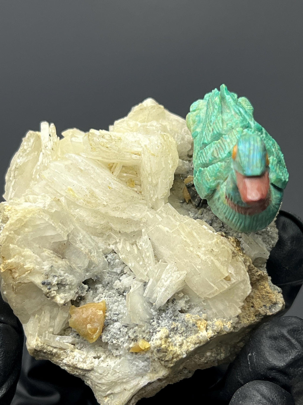 Crystal Quartz On Natural Stone Bird - Crystal Gemstone AE 