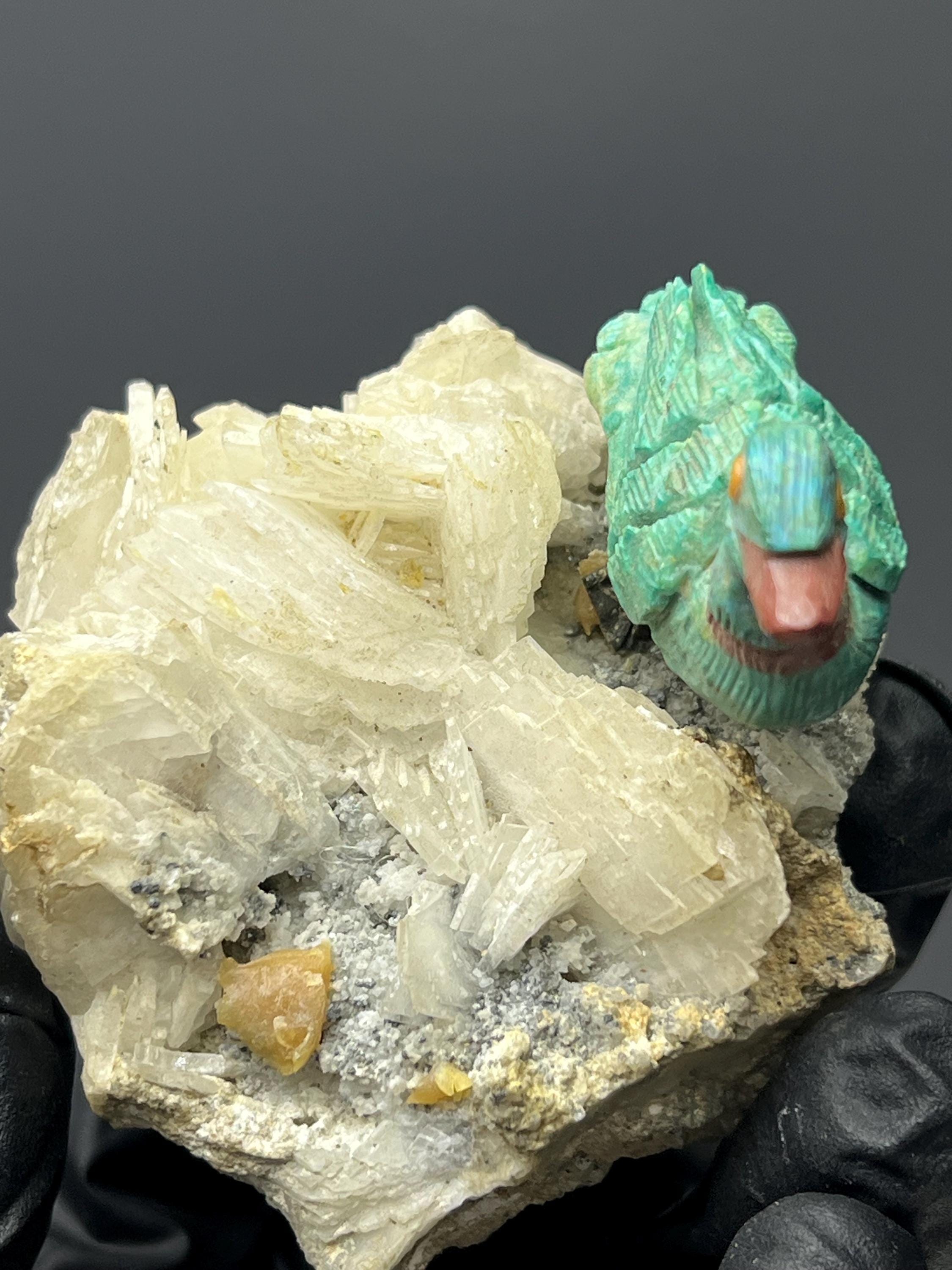 Crystal Quartz On Natural Stone Bird - Crystal Gemstone AE 