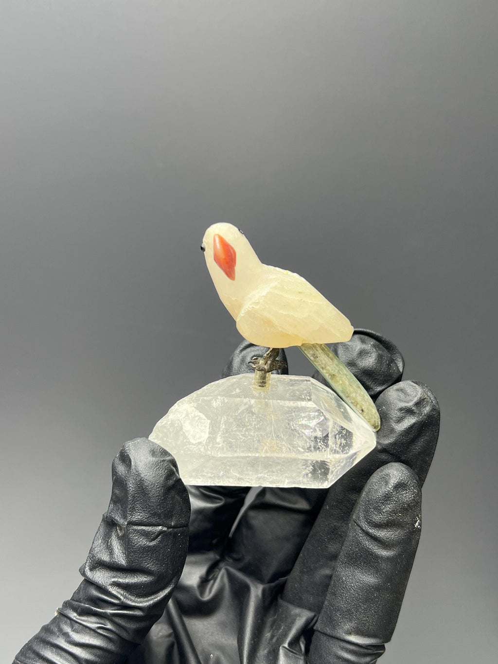 Crystal Quartz With Natural Stone Bird - Crystal Gemstone AE 