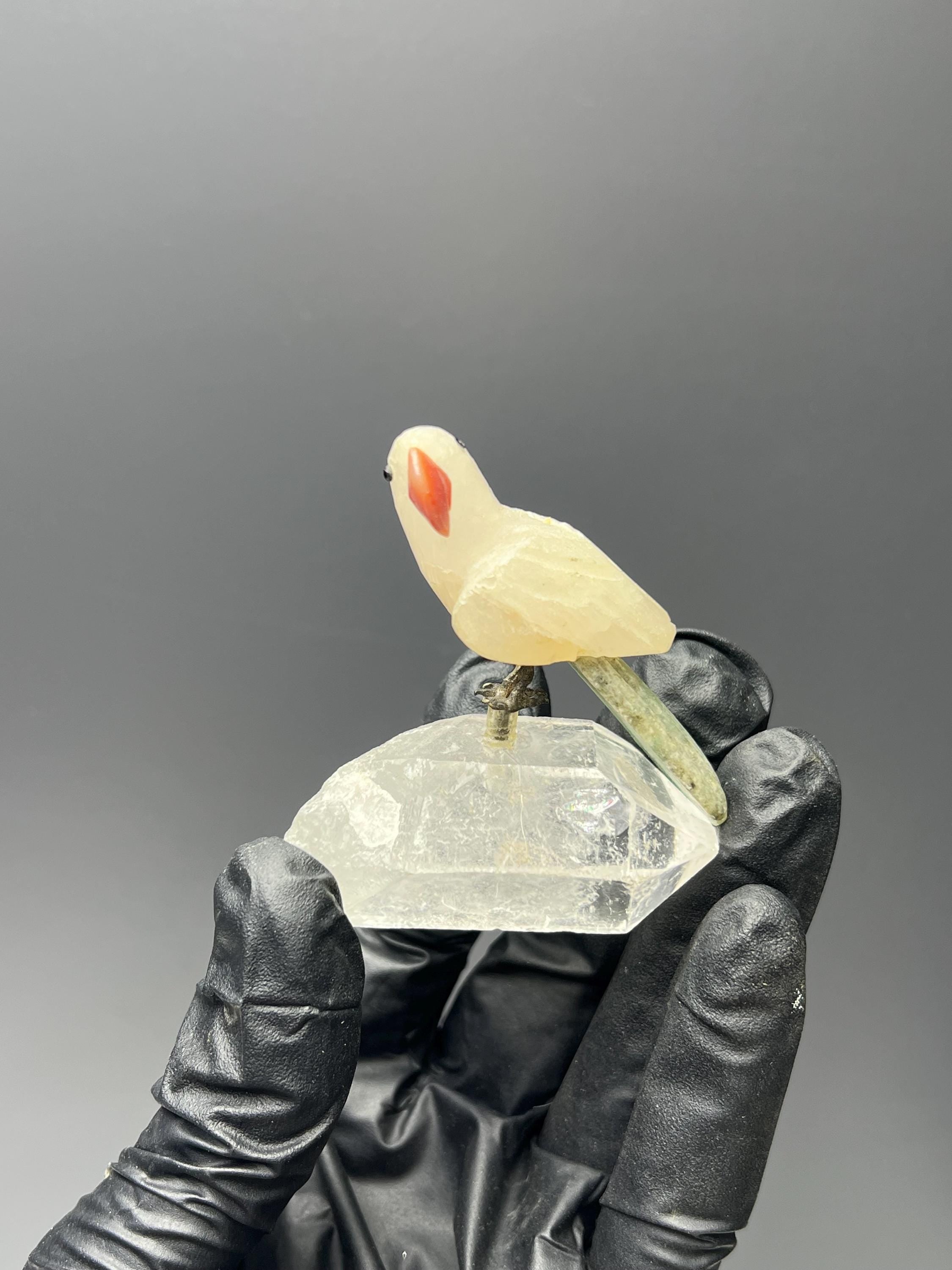 Crystal Quartz With Natural Stone Bird - Crystal Gemstone AE 