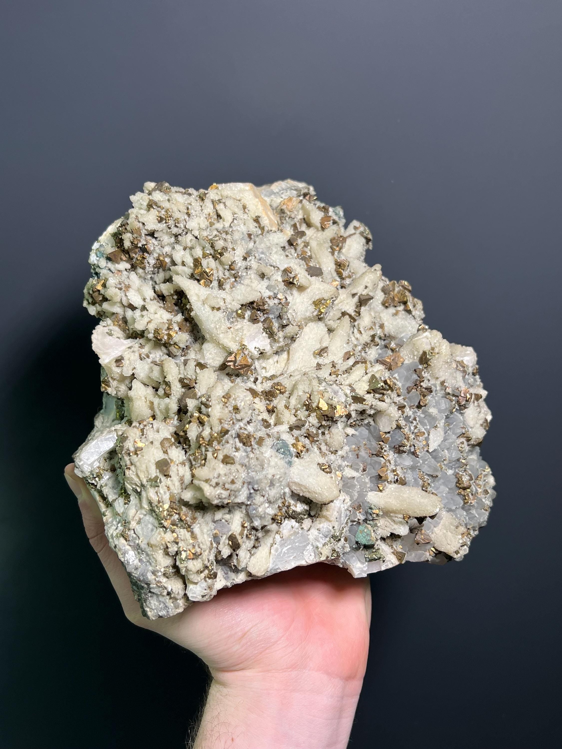 Pyrite On Calcite On Quartz, 5,3kg - Crystal Gemstone AE 