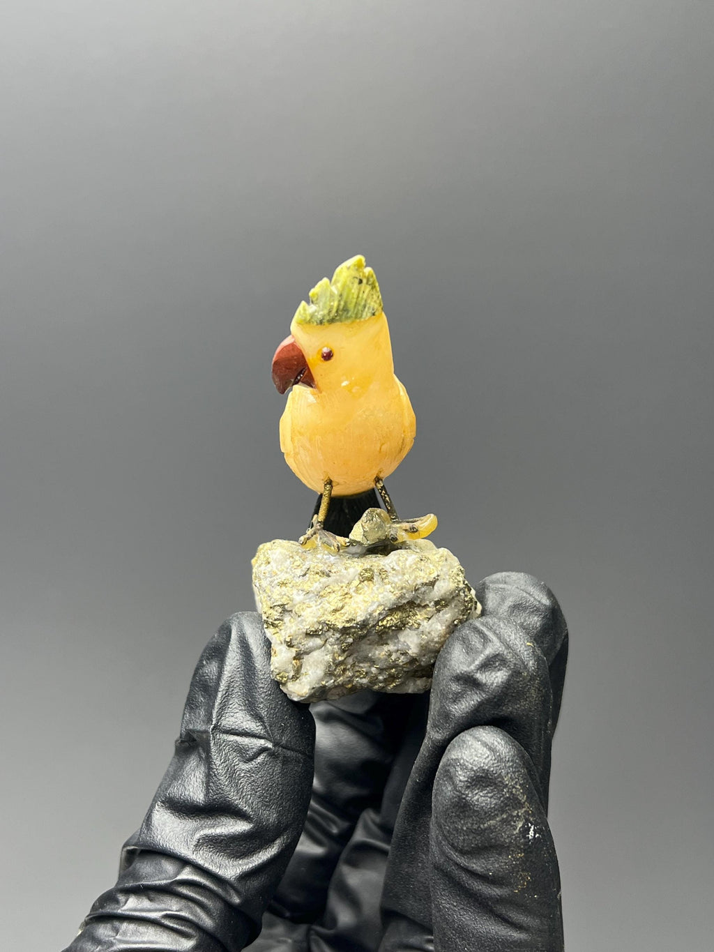 Pyrite Stone With Natural Stone Bird - Crystal Gemstone AE 