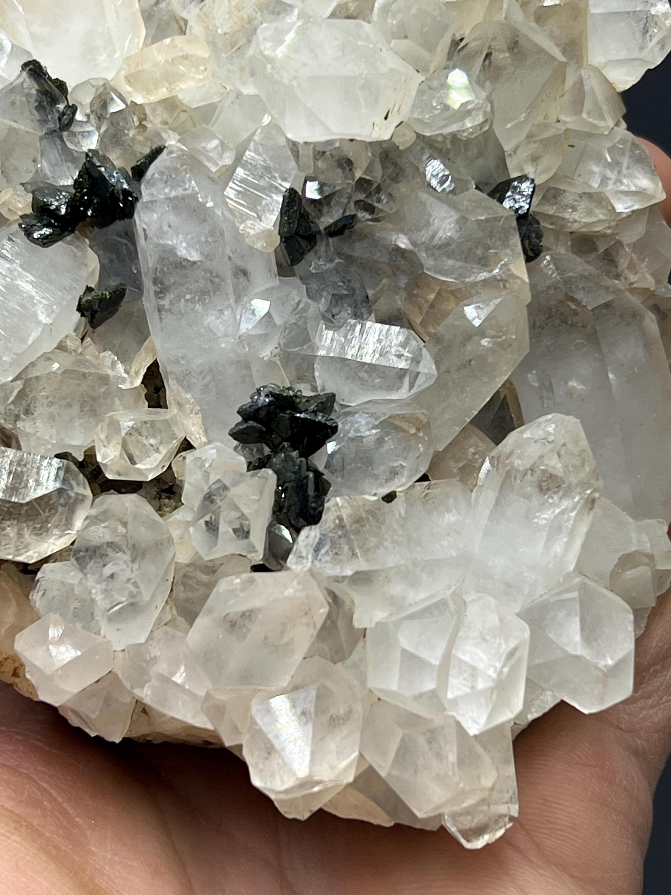 Epidote Quartz Specimen - Crystal Gemstone AE 