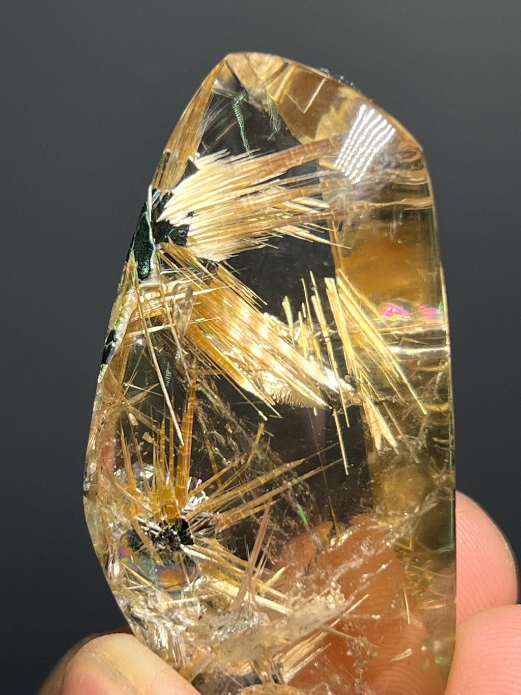 Golden Rutile Hematite Quartz Specimen, Natural Crystal from Brazil - Crystal Gemstone AE 