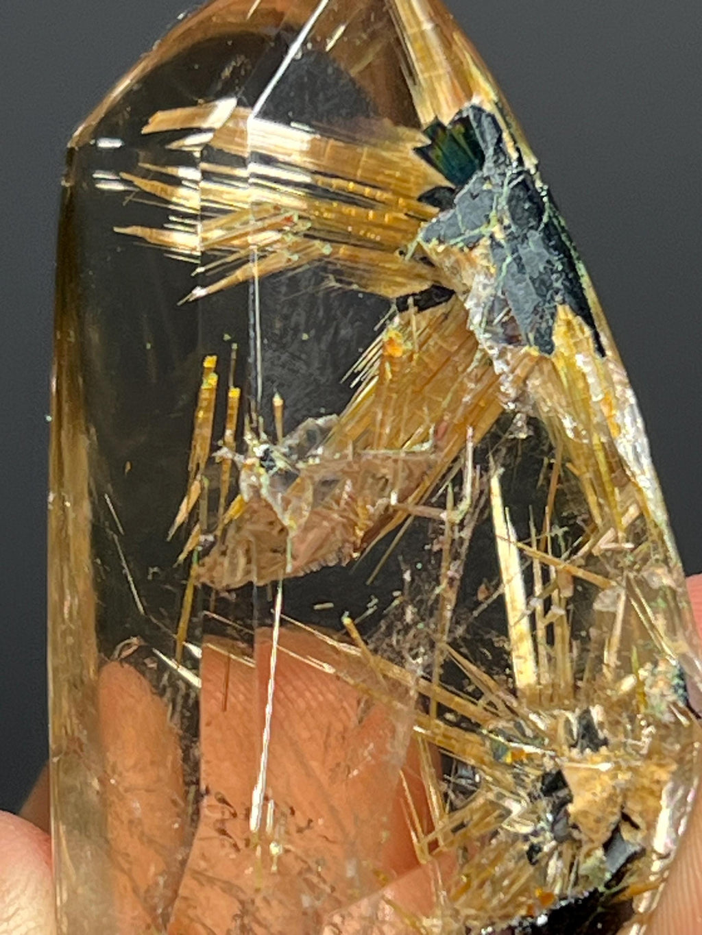 Golden Rutile Hematite Quartz Specimen, Natural Crystal from Brazil - Crystal Gemstone AE 