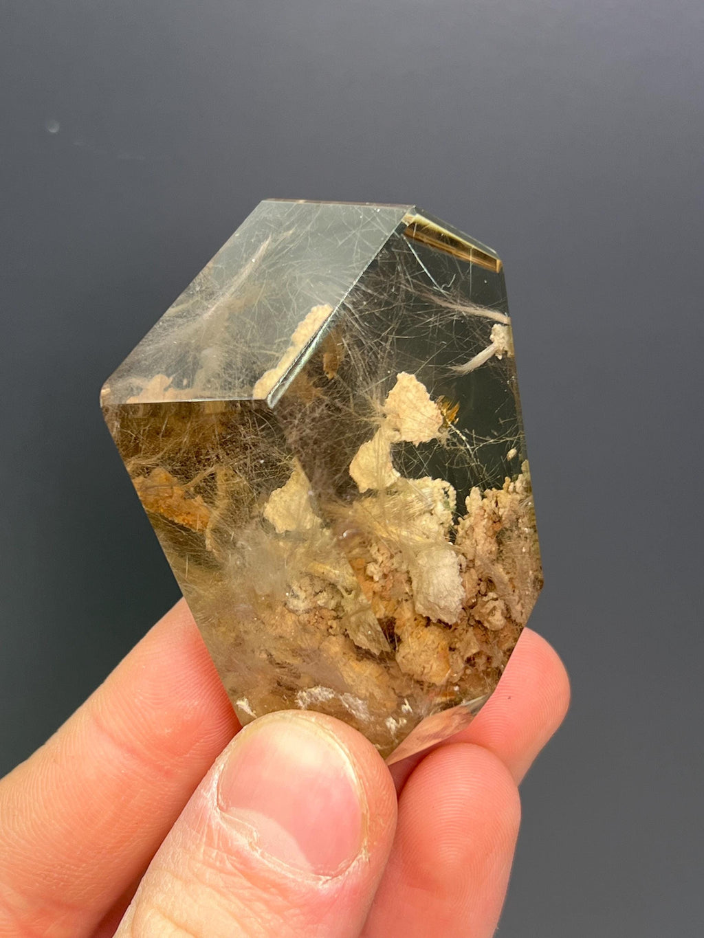Top Grade, Calcite And Rutilated With Smoky Quartz - Crystal Gemstone AE 