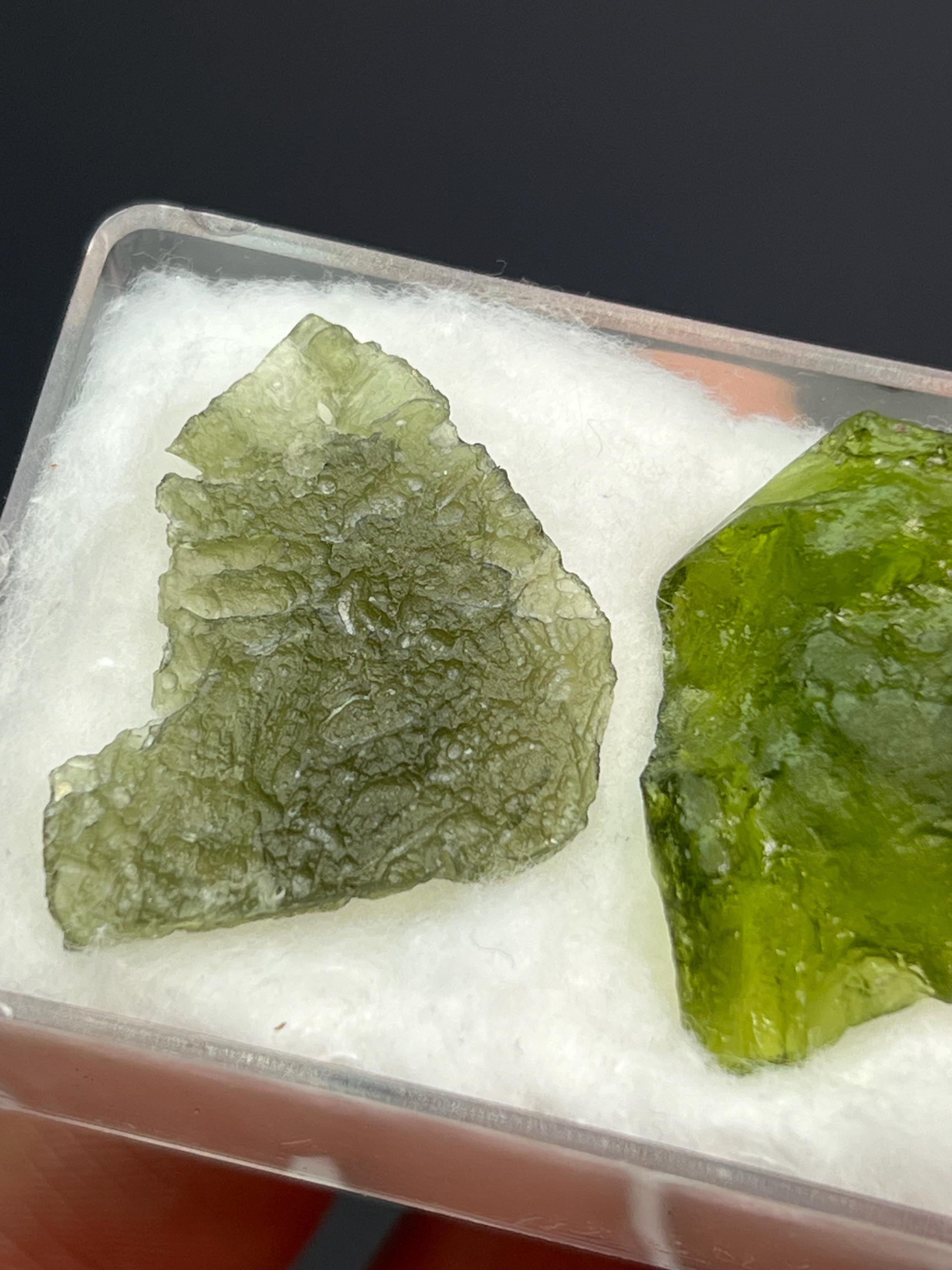 2 Pieces Moldavite Specimens - Crystal Gemstone AE 