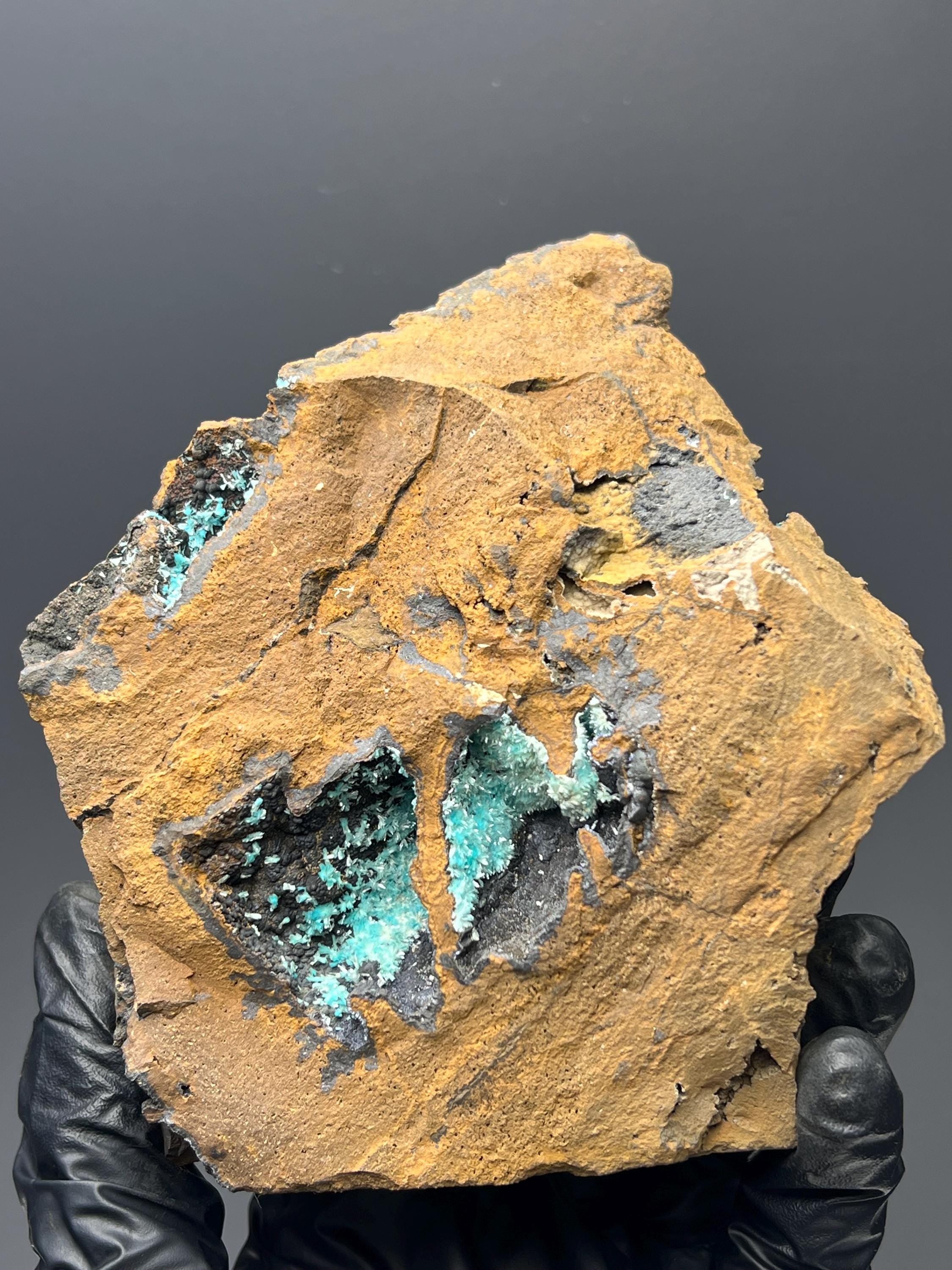 Aurichalcite Specimen: Blue Crystals - Crystal Gemstone AE 