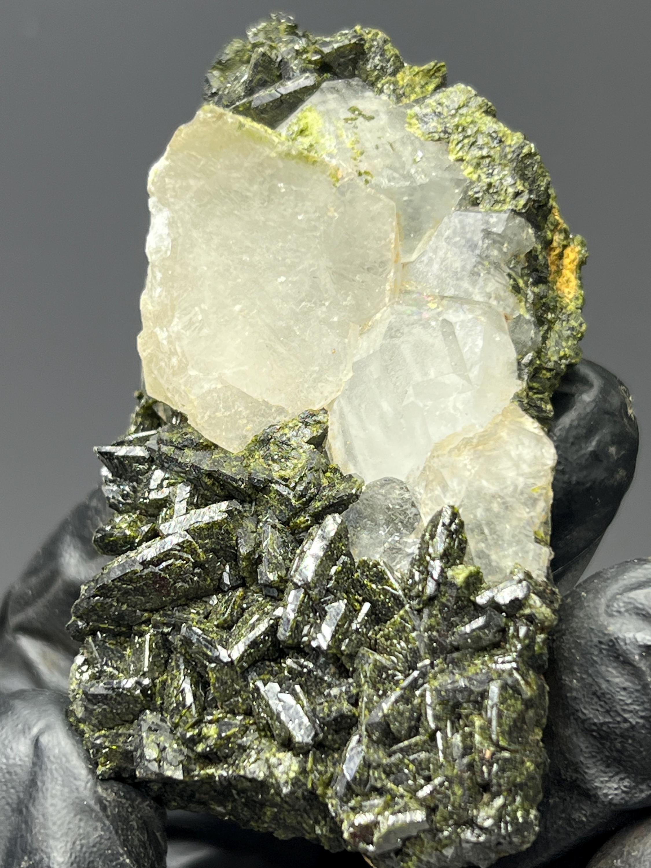 Two Sided Dark Green Epidote & Chlorite Quartz - Crystal Gemstone AE 