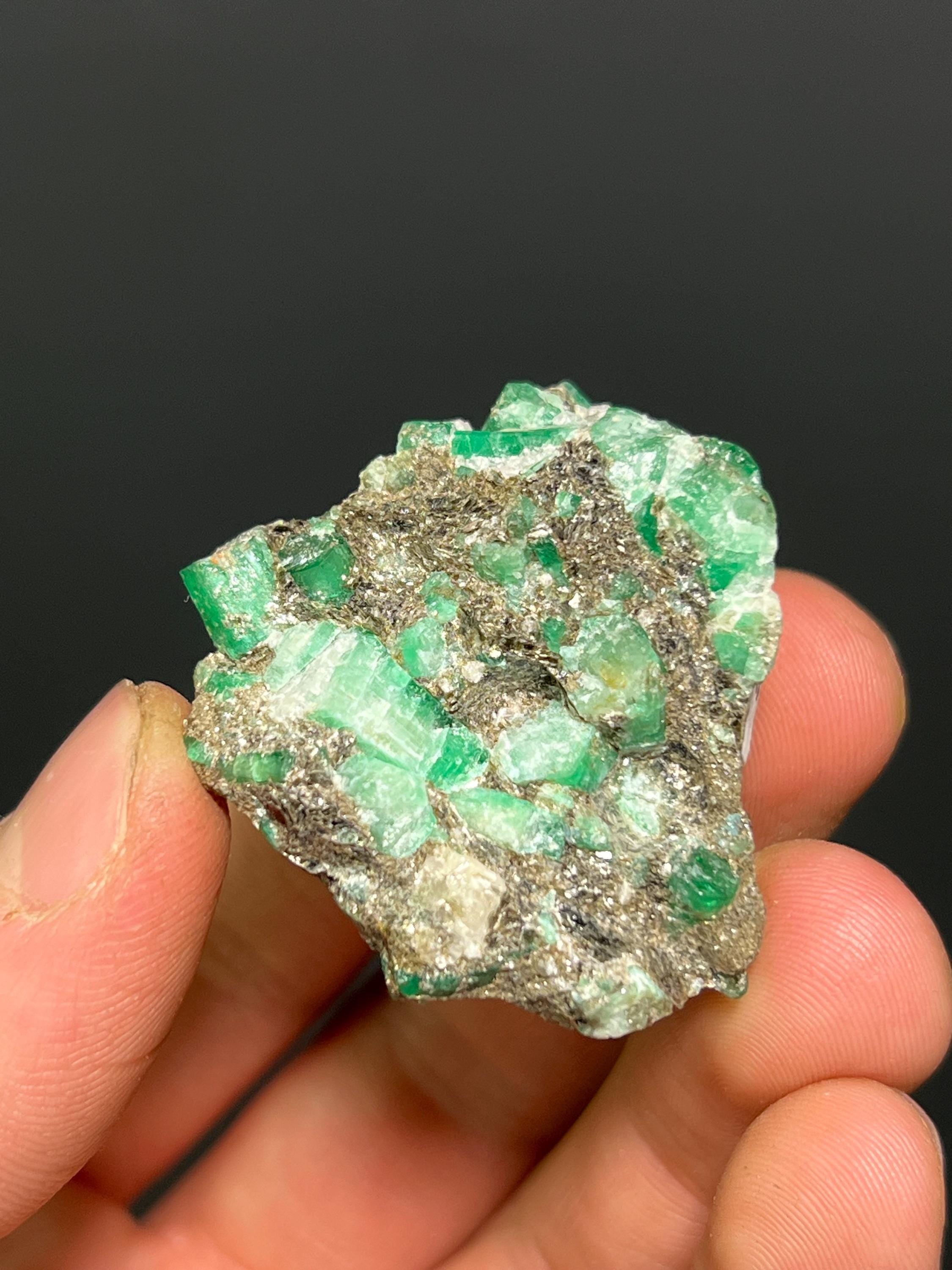 Beryl Var. Emerald With Pyrite And Quartz - Brazil - Crystal Gemstone AE 