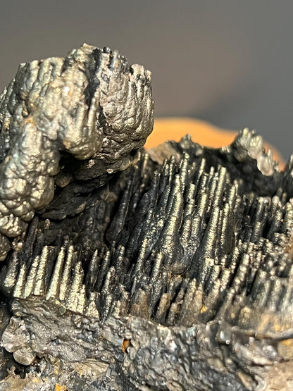 Museum Grade Double Sided Golden Color Stalactite Goethite, For Special Collection - Crystal Gemstone AE 