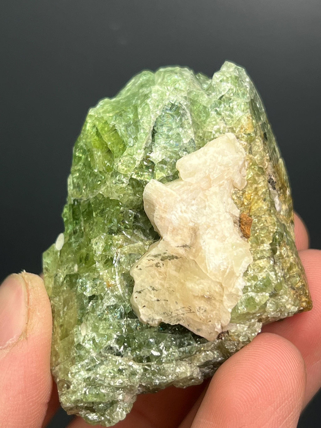 Fluorapatite Var. Apatite And Calcite Specimen - Crystal Gemstone AE 