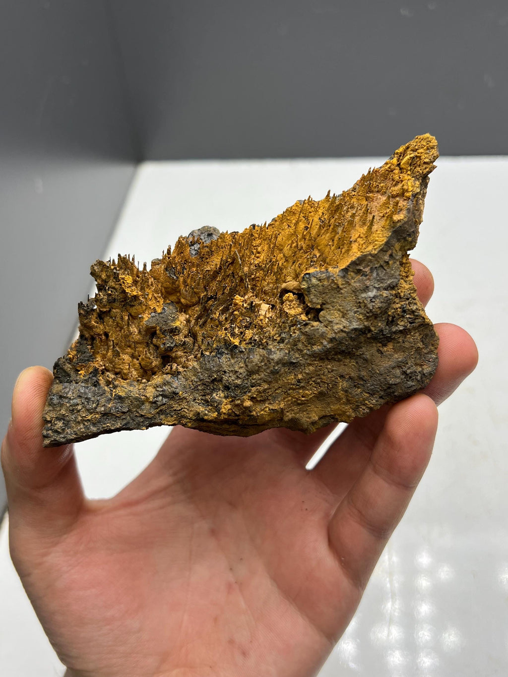 Museum quality, Very showy limonite on stalactite hematite, special collections piece - Crystal Gemstone AE 