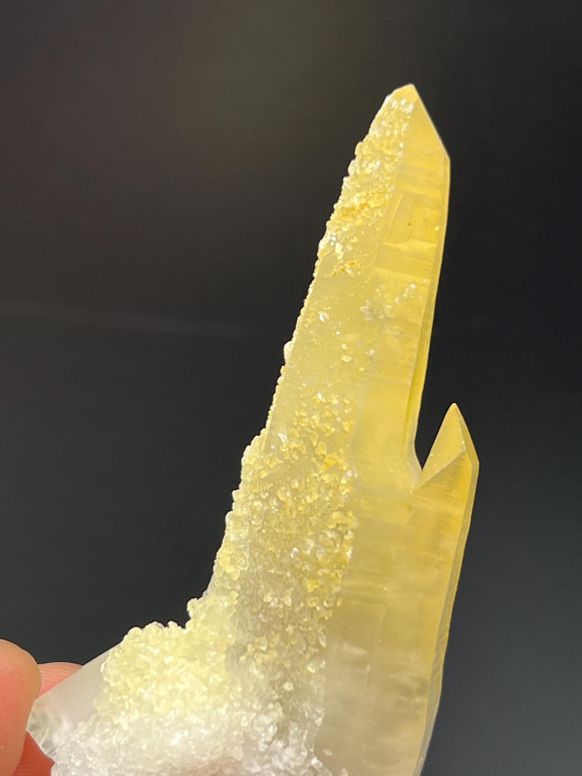 Calcite With Yellow Crystal Quartz - Crystal Gemstone AE 