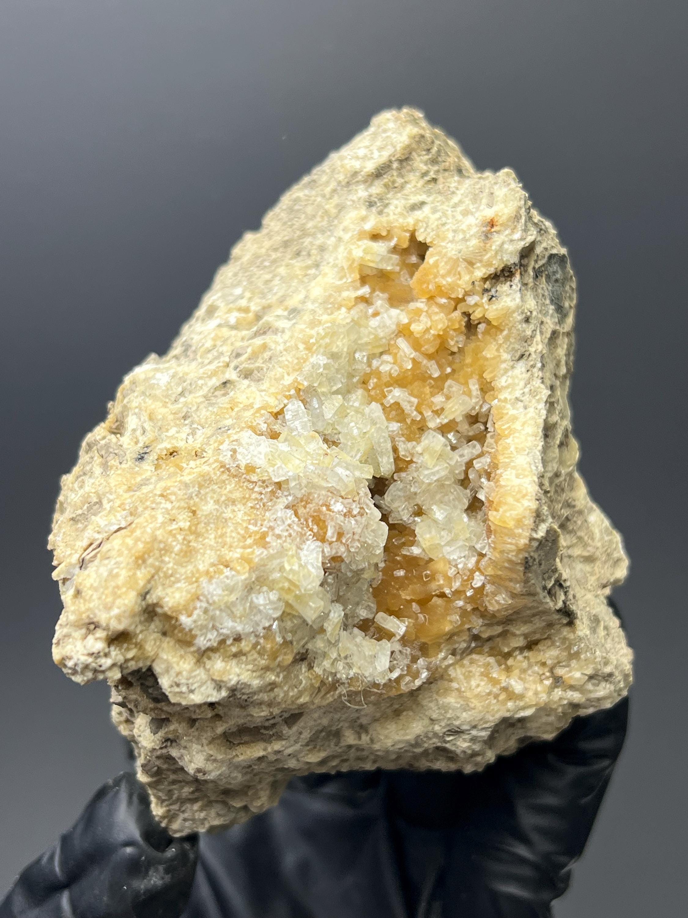 Dolomite Crystals With Yellow Barite - Crystal Gemstone AE 