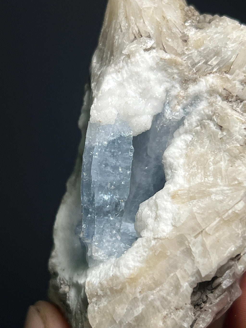 Blue Celestine On Colemanite Specimen, 166gram - Crystal Gemstone AE 