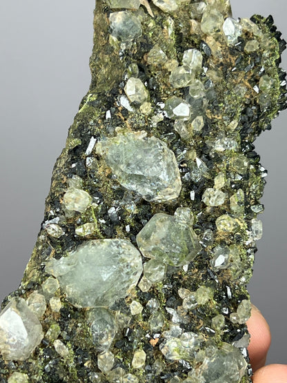 Special Formation! Black And Green Epidote With Lodolite Quartz