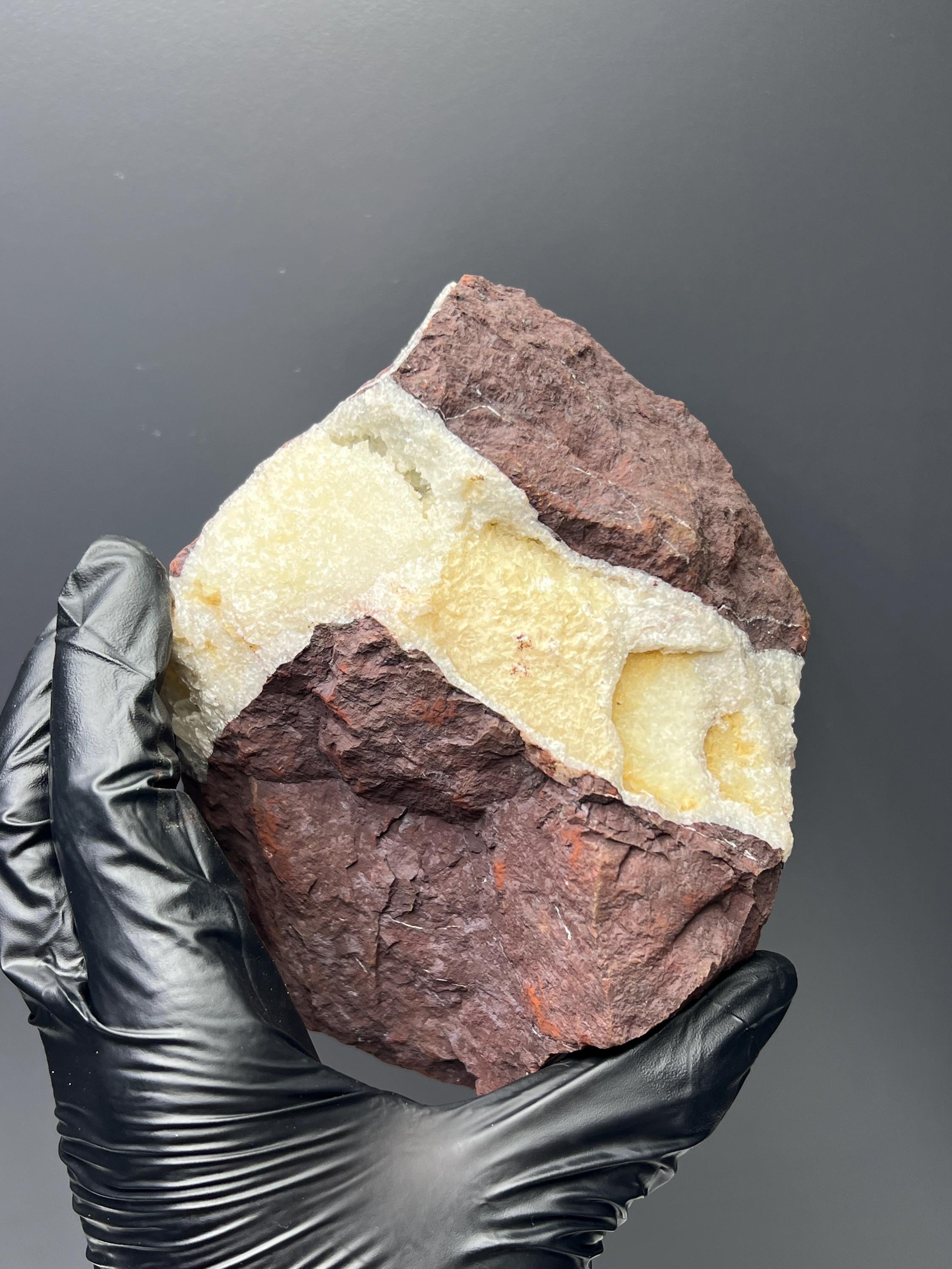 Calcite With Hematite Specimen - Crystal Gemstone AE 