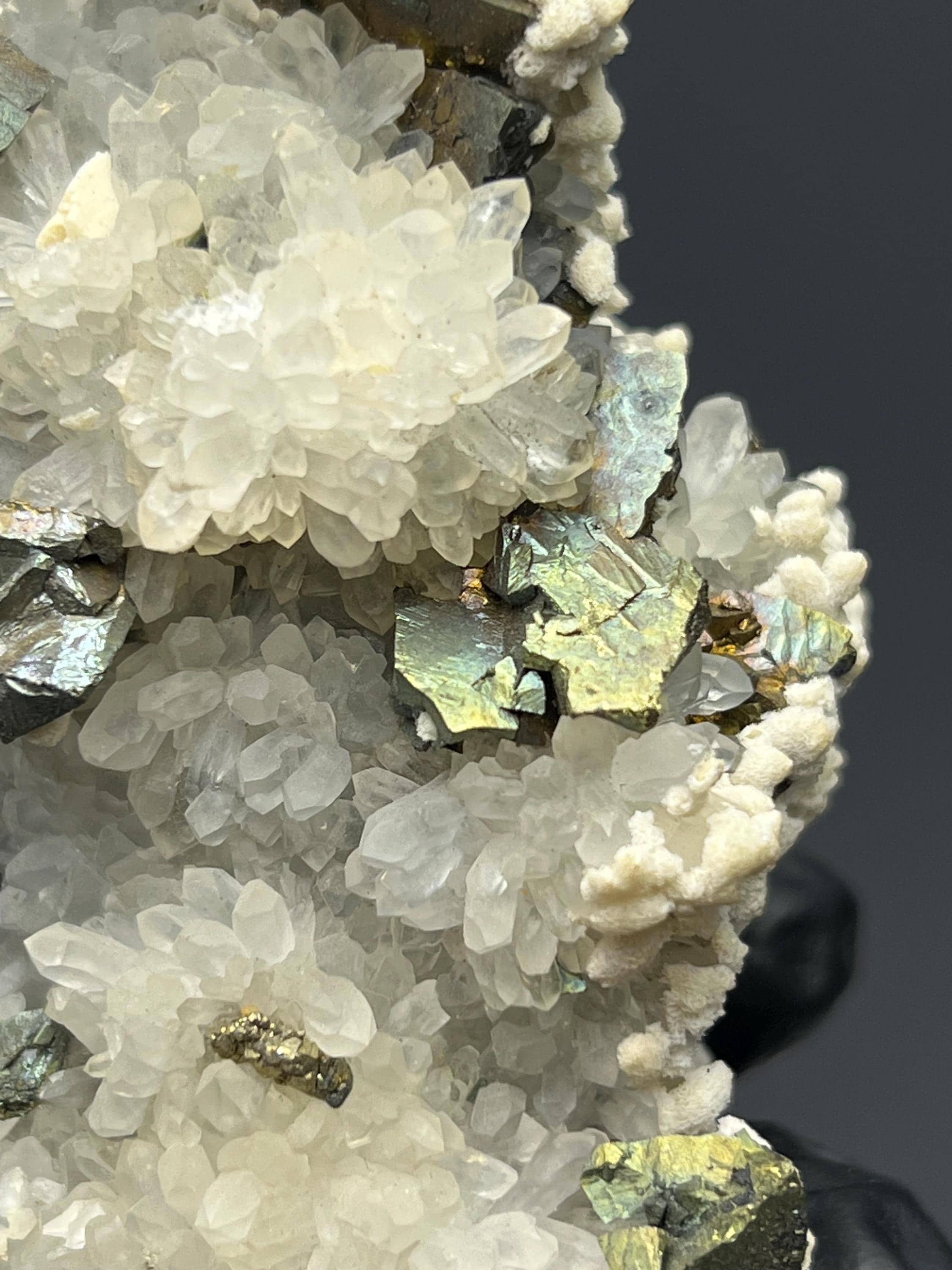 Very Very Special!! Chalcopyrite With Crystal Calcite And Crystal Quartz - Crystal Gemstone AE 