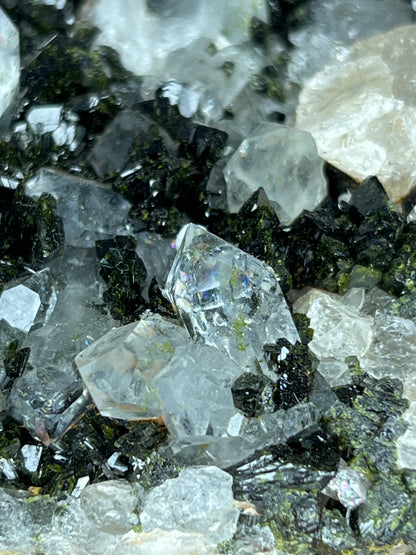 Black And Green Epidote With Quartz