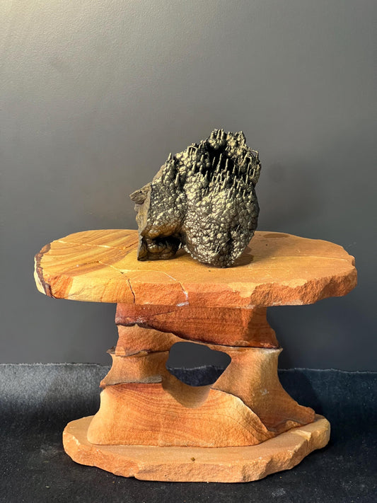 Very Showy Golden Color Stalactite And Botryoidal Formation Goethite Specimen