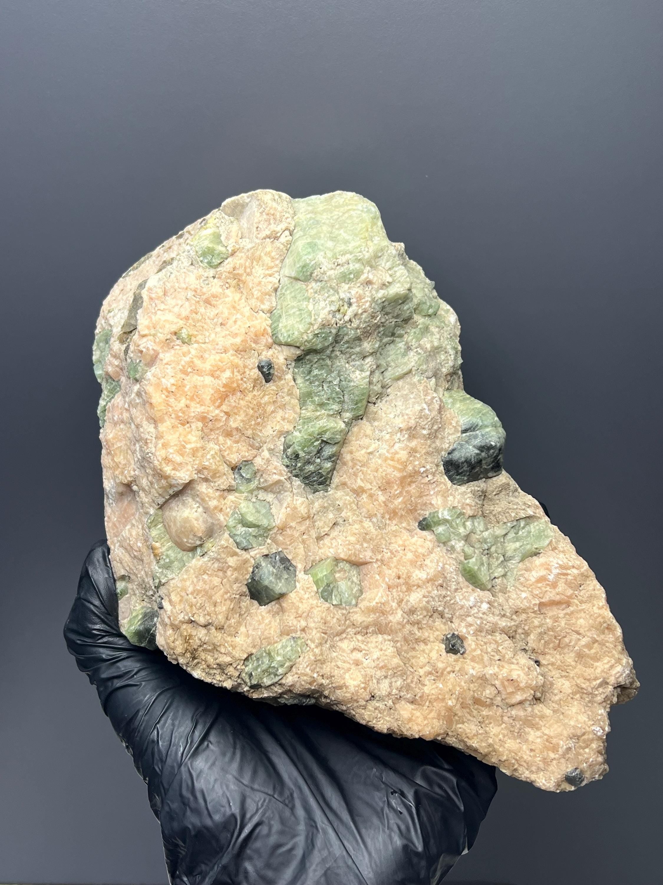 Apatite And Biotite With Pink Calcite (Apatite-Rich Skarn) Fluorapatite - Crystal Gemstone AE 