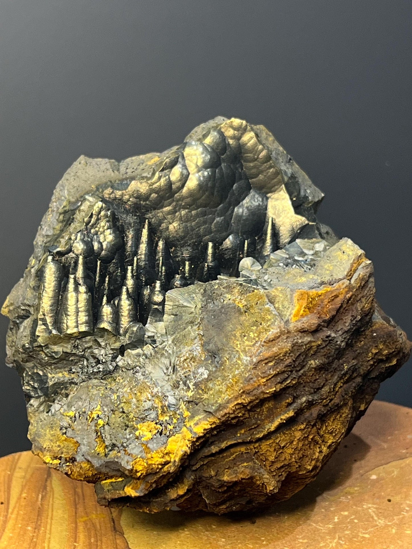 Museum Grade, Very Showy Golden Color Stalactite Goethite Specimen - Crystal Gemstone AE 