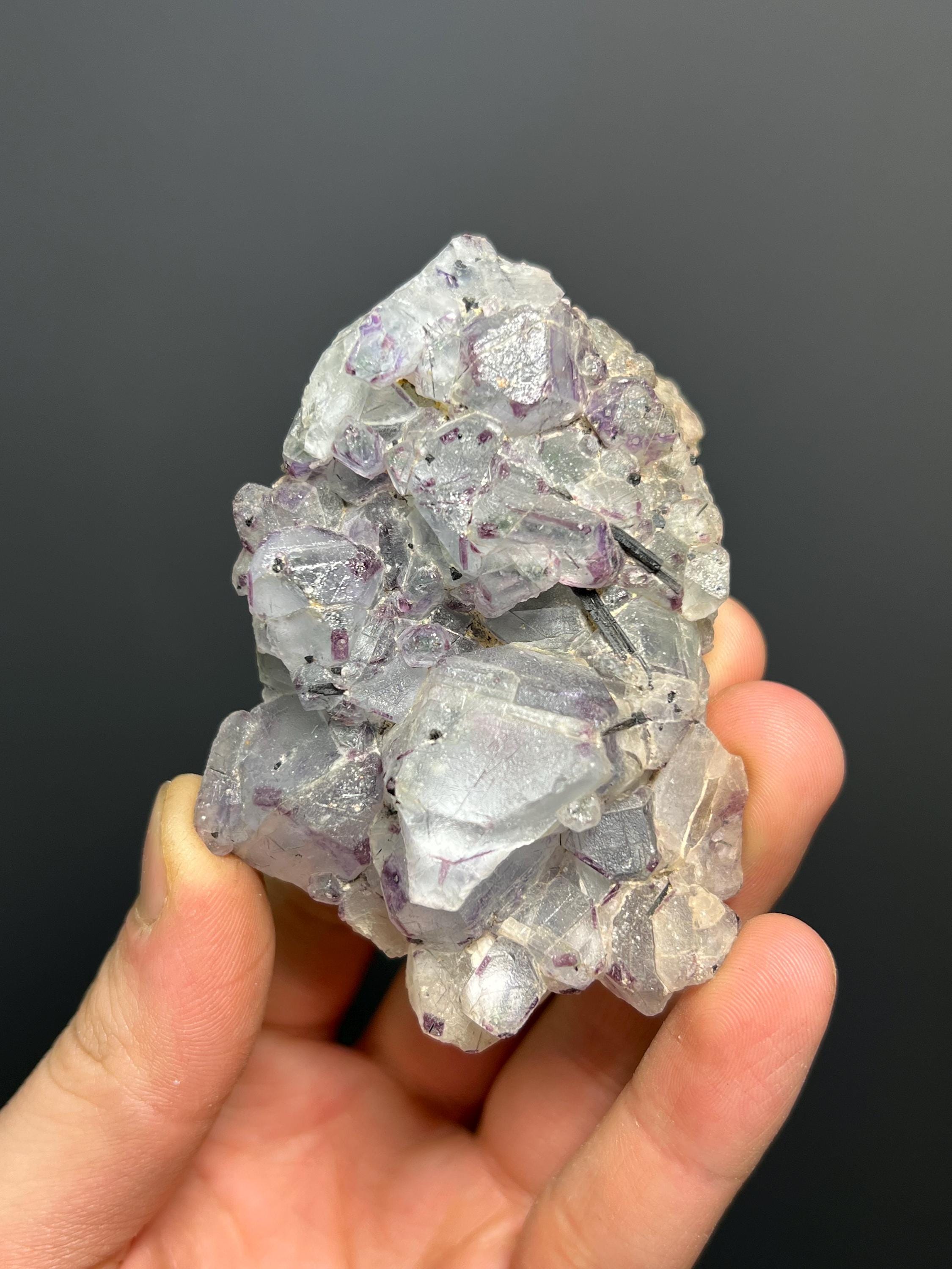 Fluorite in Black Tourmaline - Namibia - Crystal Gemstone AE 