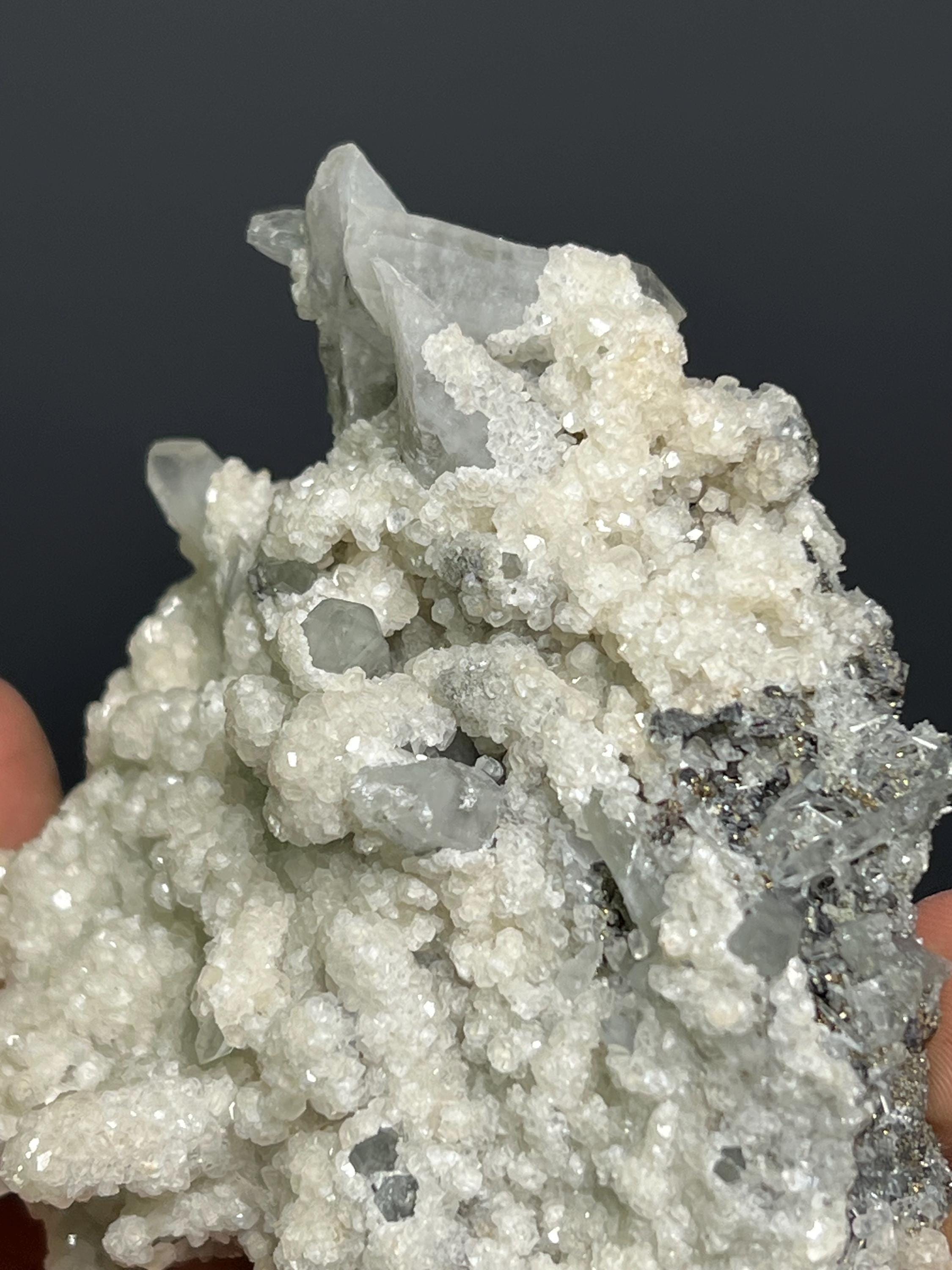 Calcite, Galena And Pyrite With Crystal Quartz - Turkey - Crystal Gemstone AE 